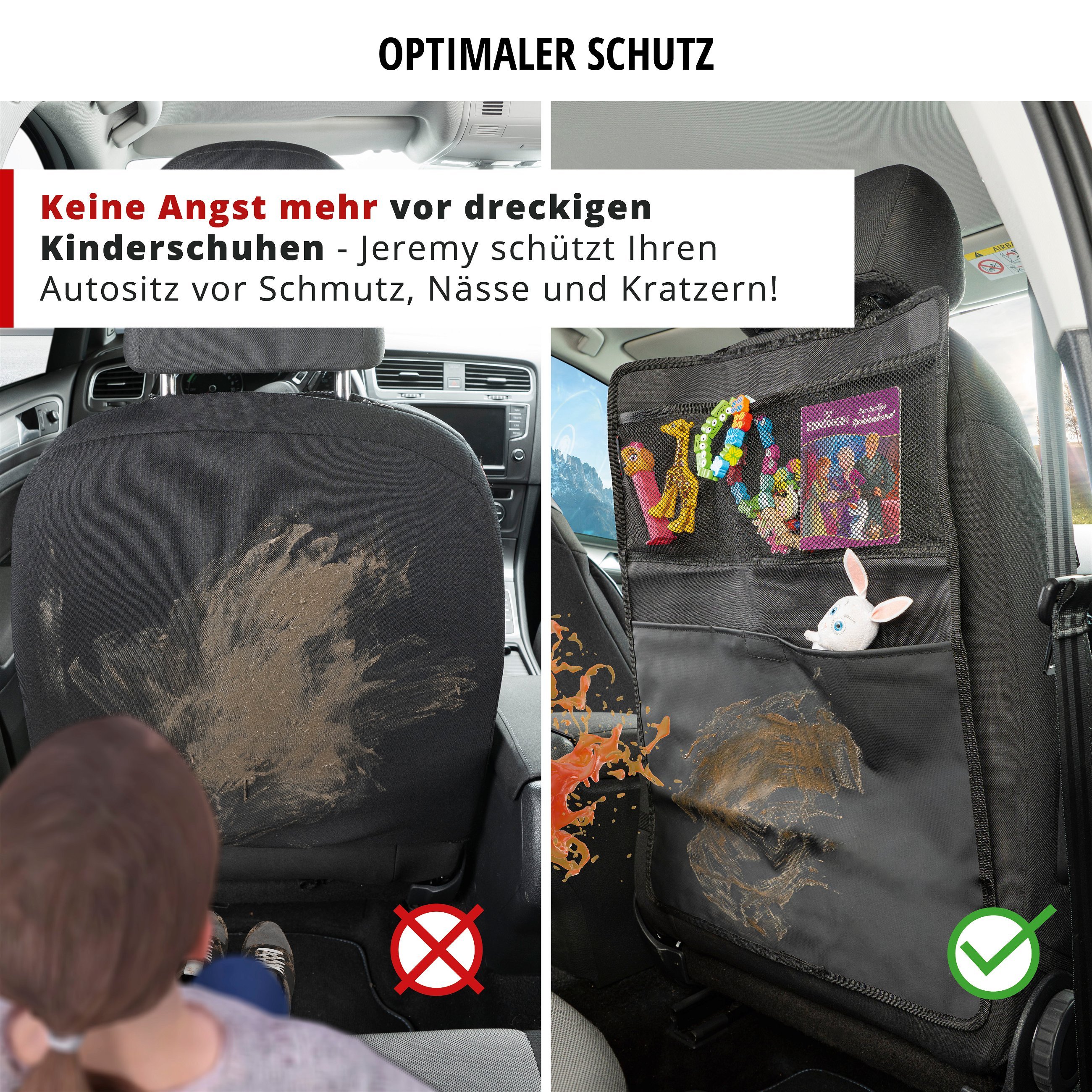Auto-Organizer Jeremy, Rückenlehnenschutz mit Taschen 59x43 cm schwarz