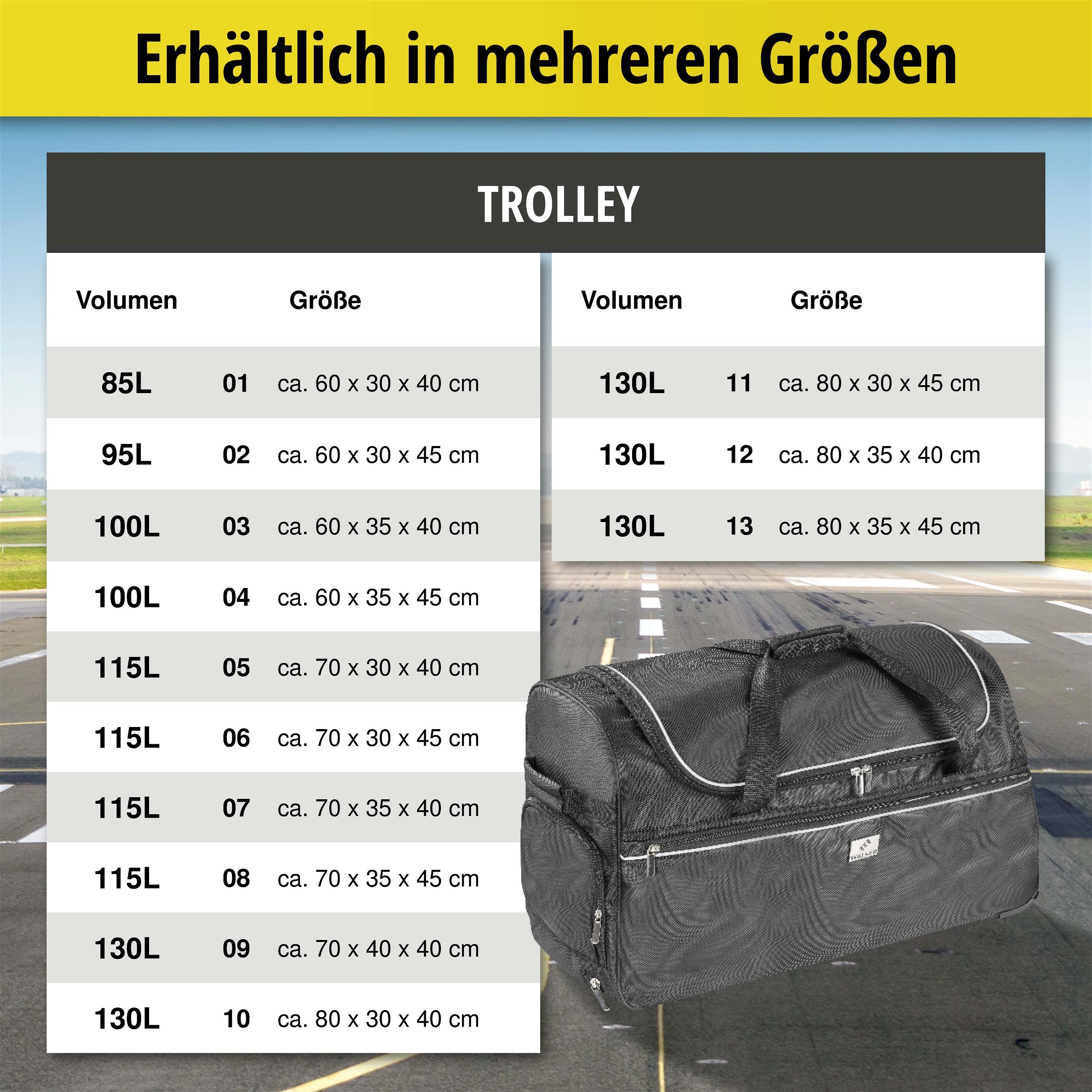 Carbags Trolley Bag, Reisetasche, Reisetrolley 130L - 80x30x40 cm