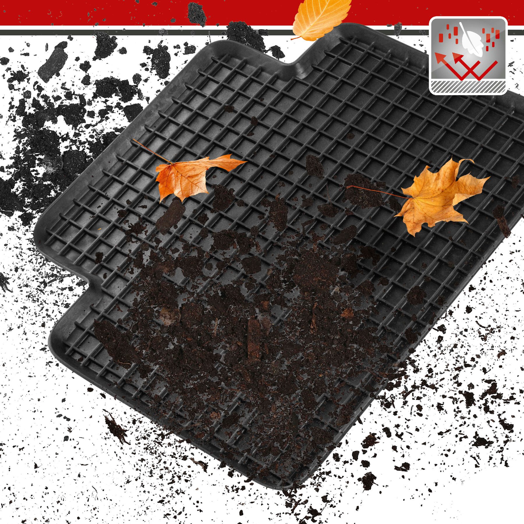 Rubber mats for honeycomb 47x40 cm Rear black