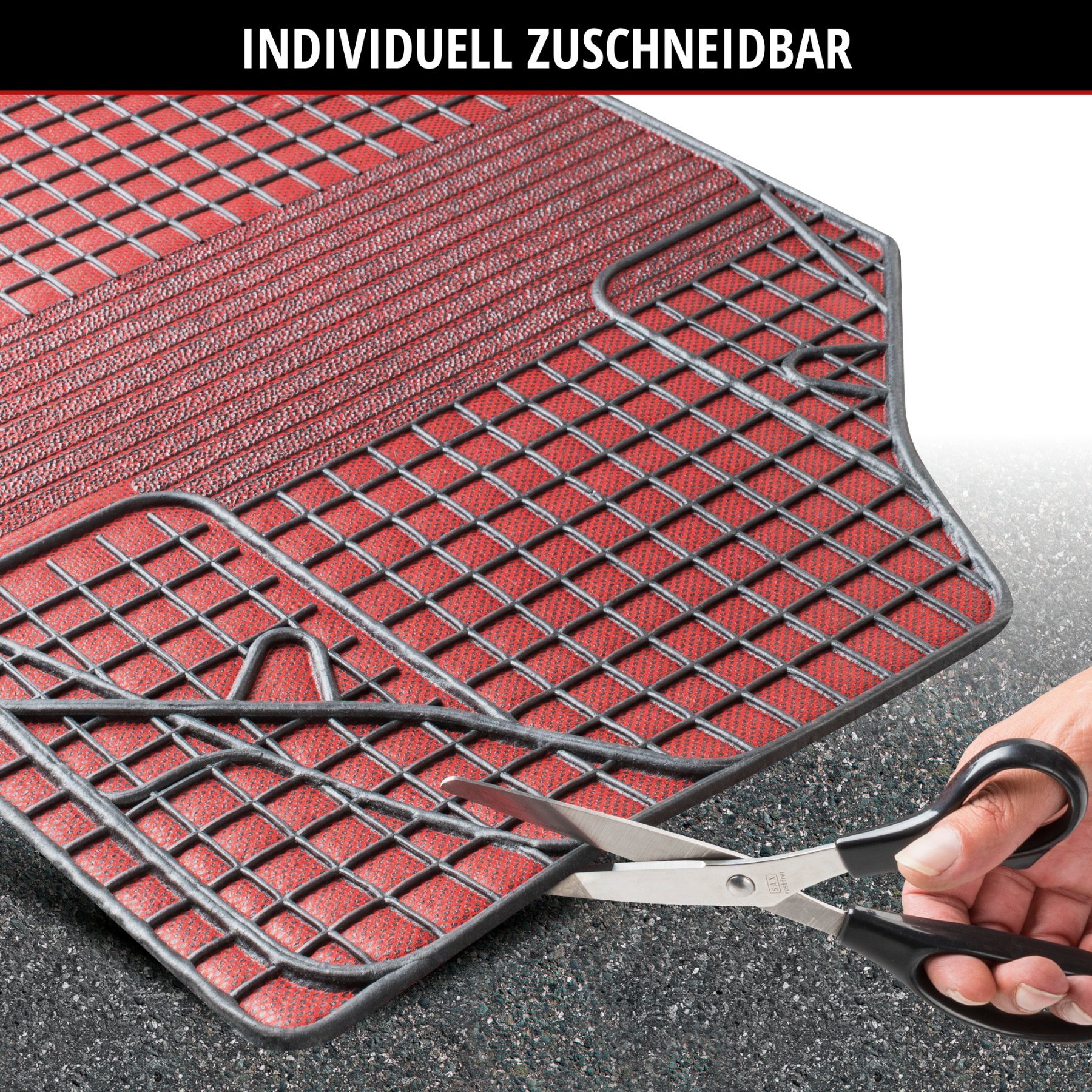 Gummimatten New Style, zuschneidbares Automattenset rot/schwarz
