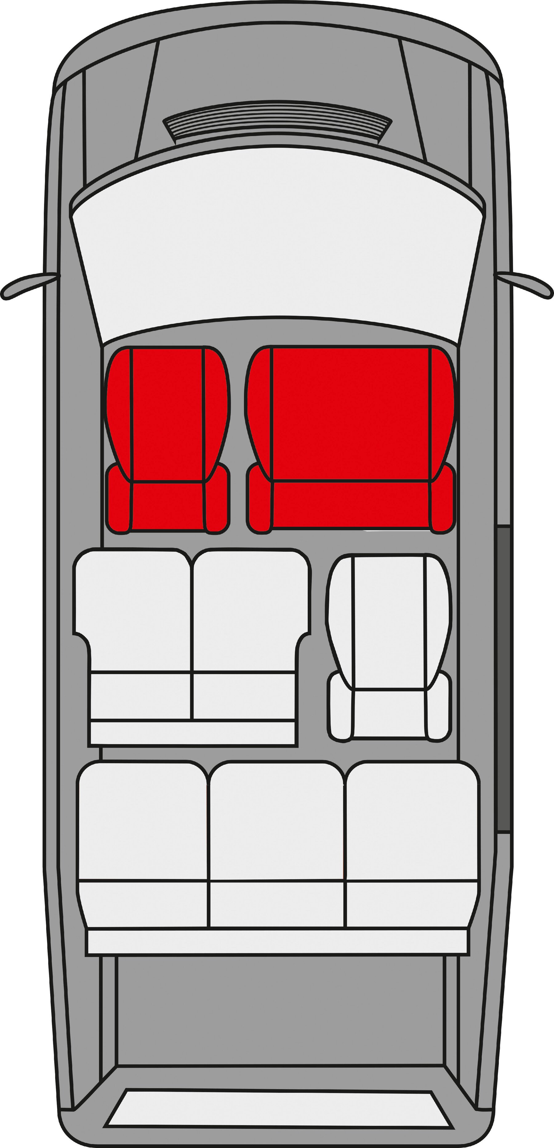 Premium Seat Cover for Renault Trafic 2014-Today, 1 single seat cover front, 1 double bench coverfoldable
