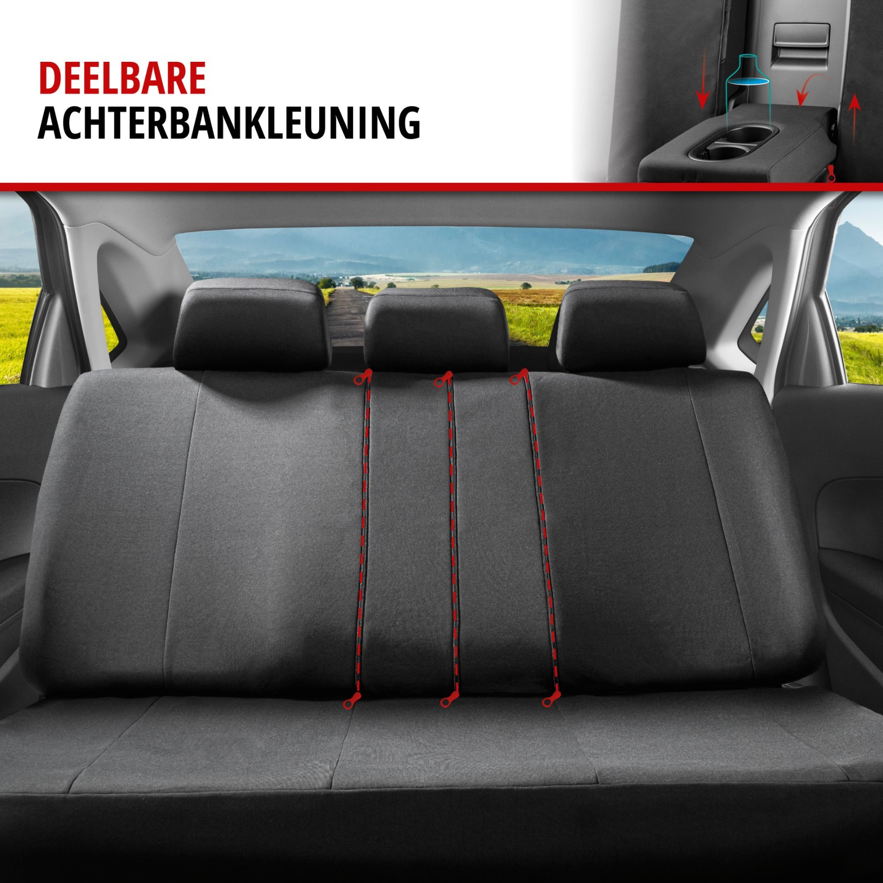Premium Autostoelbekleding Ardwell met Zipper ZIPP-IT, Autostoelhoes set, 2 stoelbeschermer voor voorstoel, 1 stoelbeschermer voor achterbank zwart/blauw