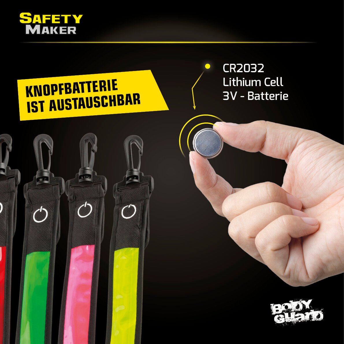 Twinkle LED Anhänger, Sicherheitsclip, Blinklicht gelb