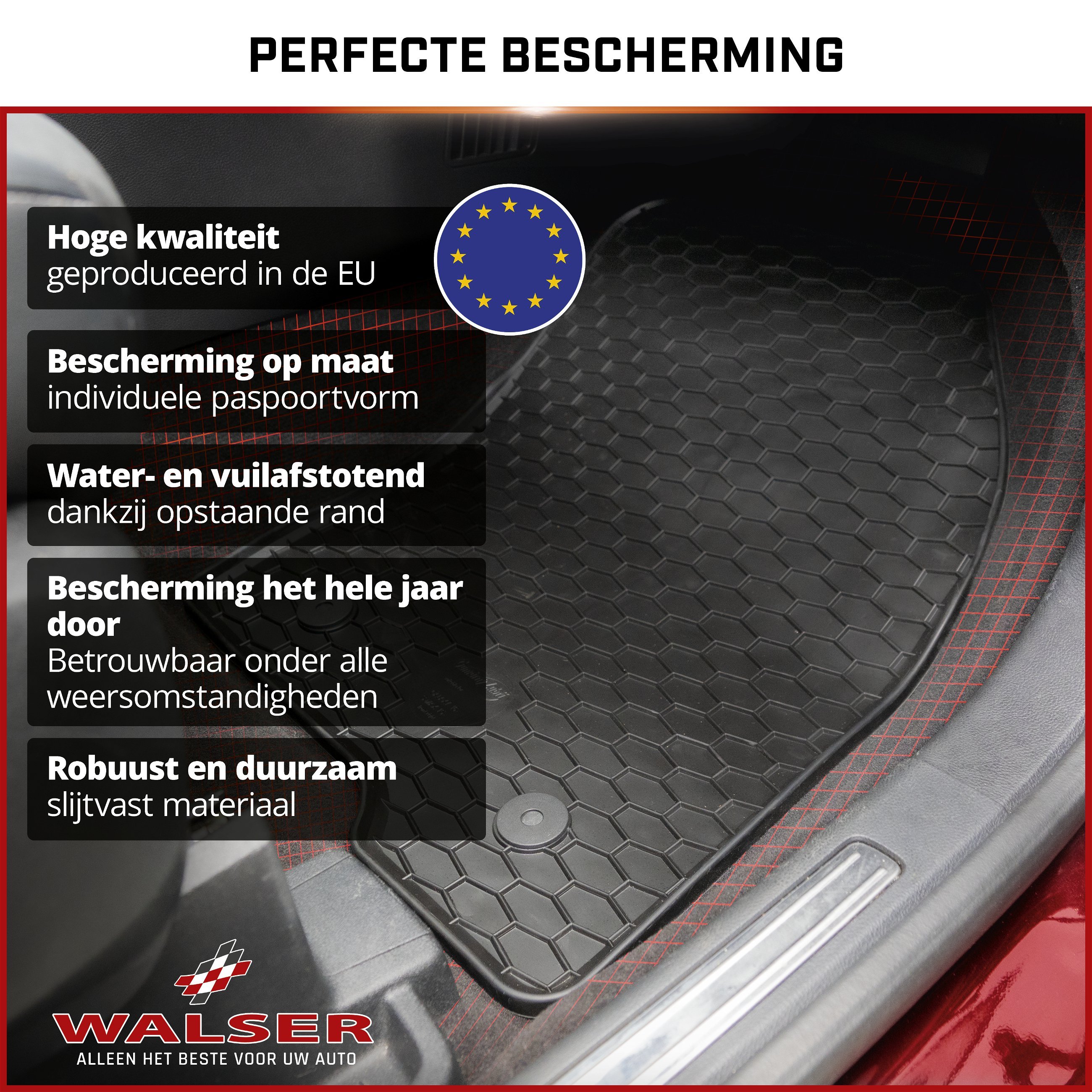 DirtGuard rubberen voetmatten geschikt voor VW T5 Bus Facelift 2009-/2015, VW T6 Bus 04/2015-Vandaag, 2e rij