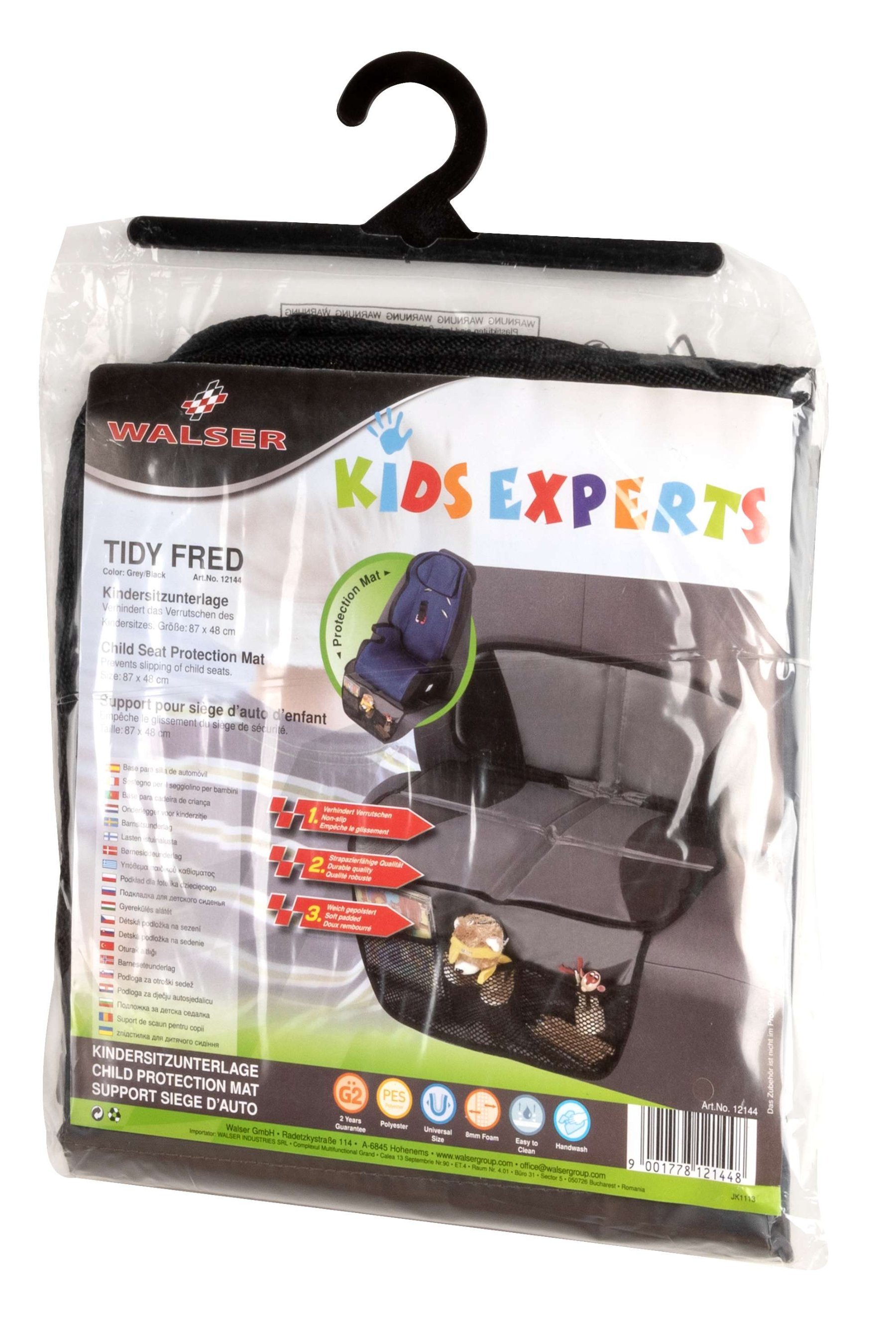 Coussin pour siège enfant Tidy Fred, tapis de protection pour siège enfant gris/noir