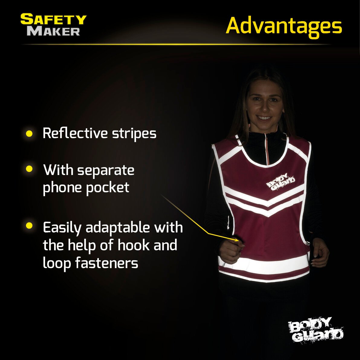 Running vest with reflector pink - Size S/M