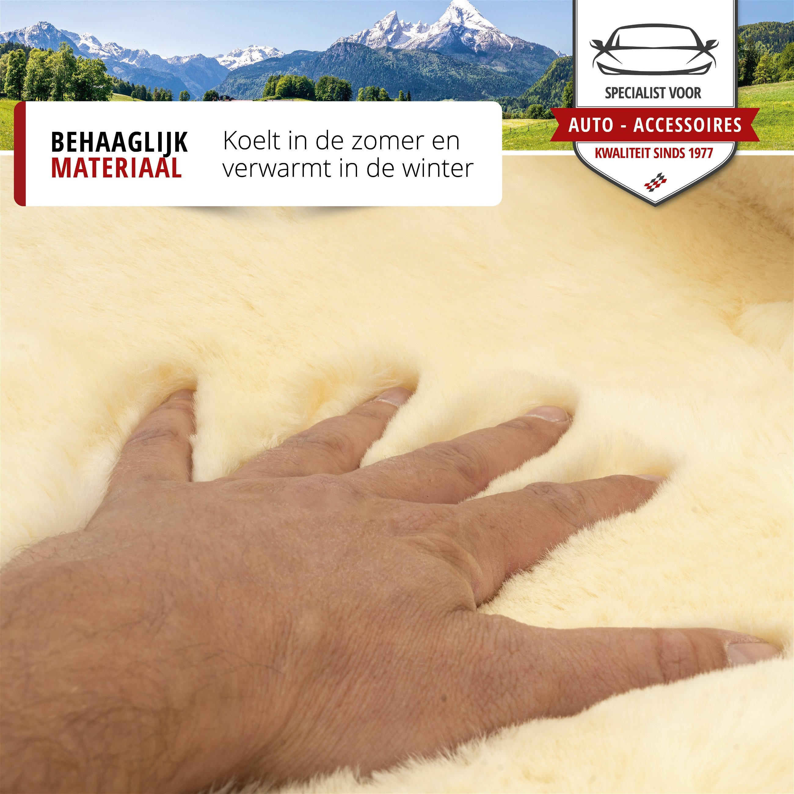 Autostoelhoes Lamsvel Maya beige