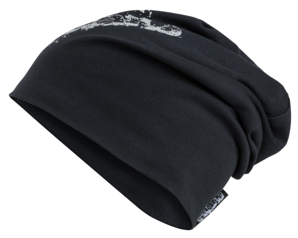 Wende Beanie, Mütze, Sportmütze mit reflektierendem Druck schwarz-silber