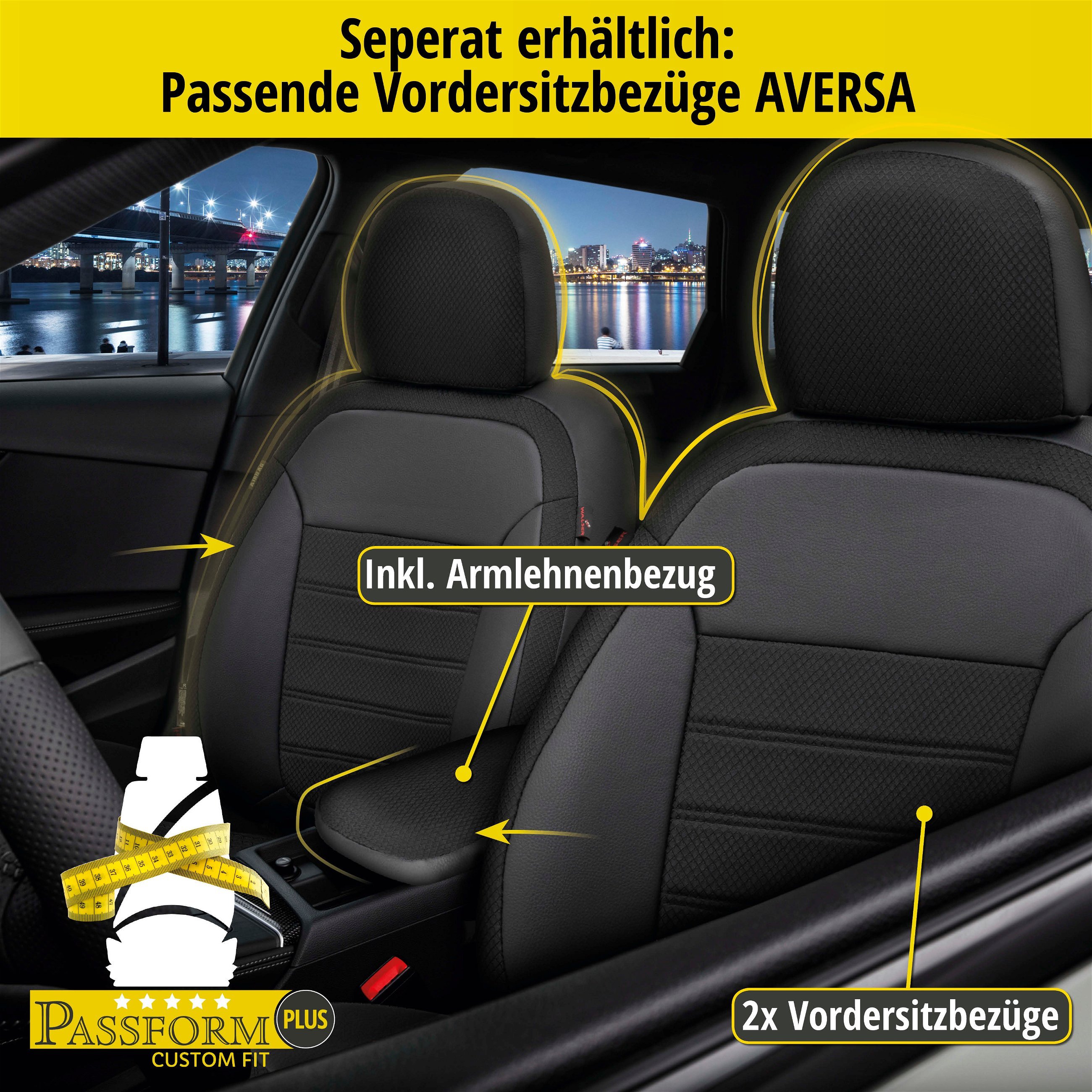 Passform Sitzbezug Aversa für Fiat 500 C (312) 09/2009-Heute, 1 Rücksitzbankbezug für Normalsitze