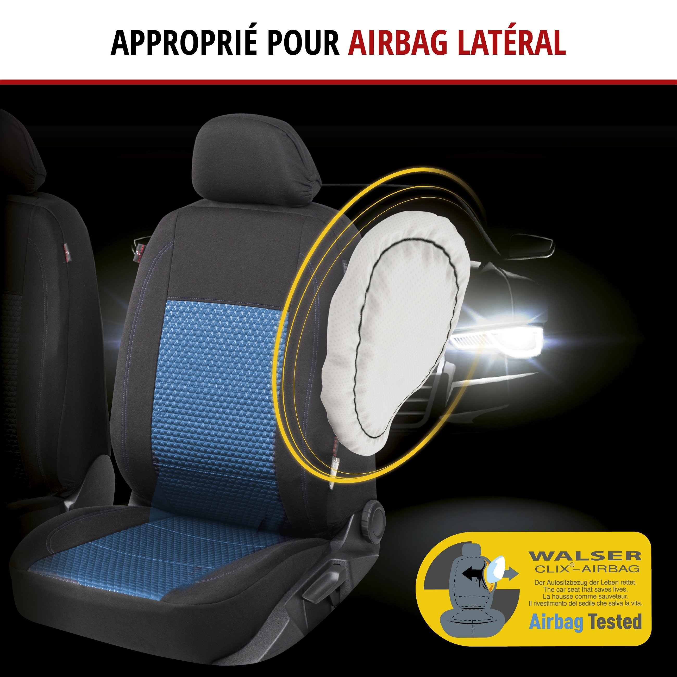 ZIPP IT Premium Housse de sièges Avignon complet avec système de fermeture éclair noir/bleu