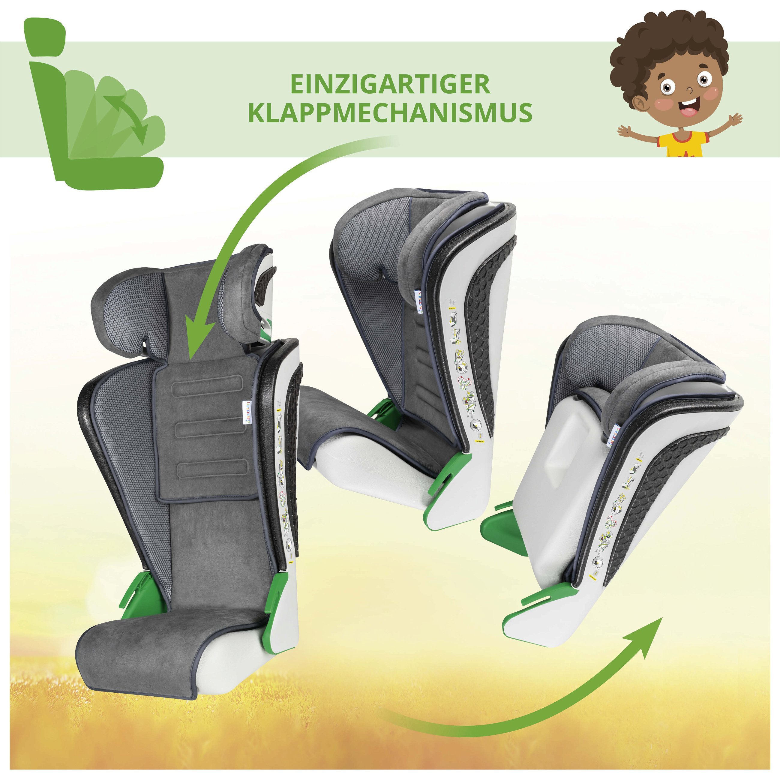 Kindersitz Noemi, klappbarer Auto-Kindersitz ECE R129 geprüft Anthrazit/Blau
