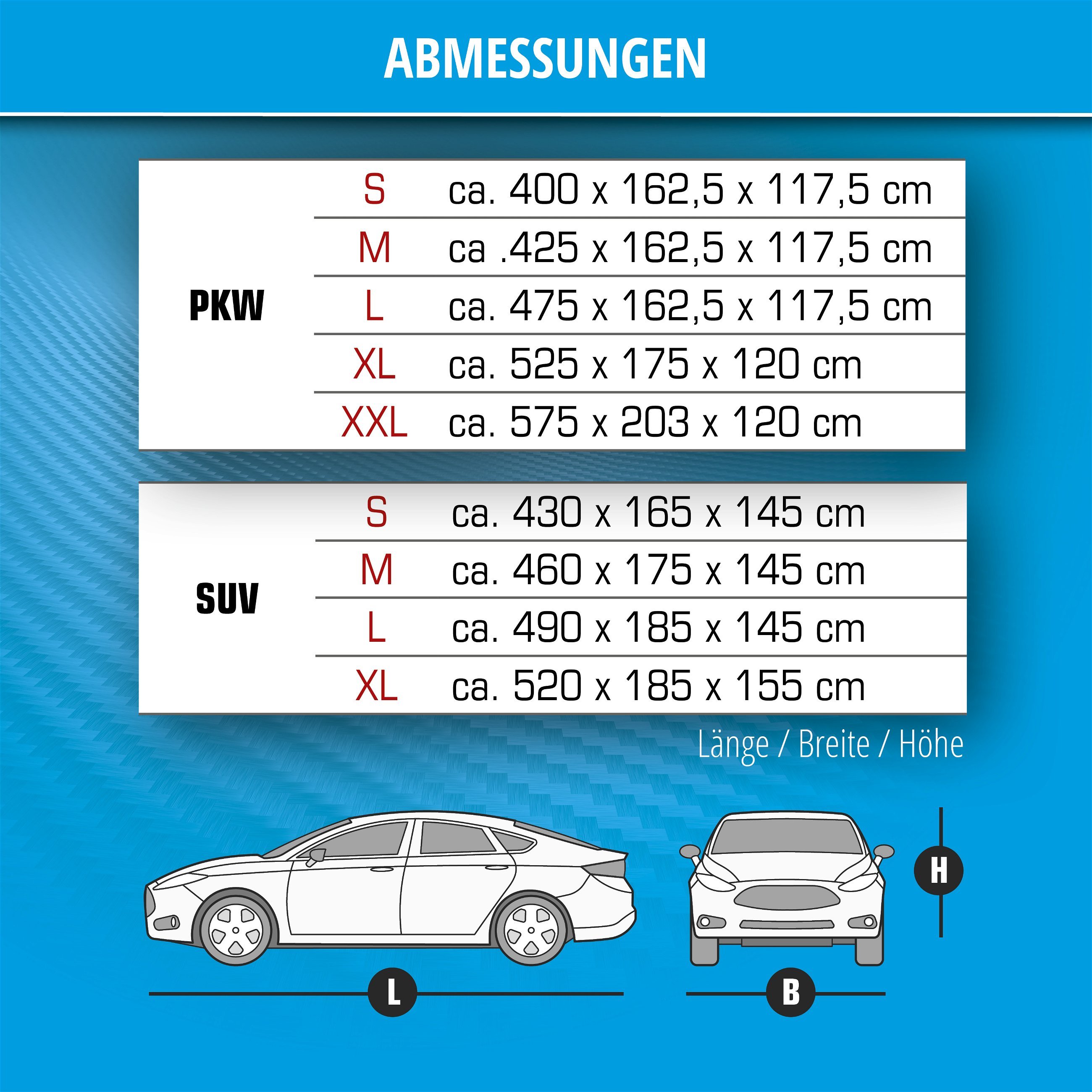 Hagelschutzabdeckung Comfort Protect PKW M 425x162x117cm