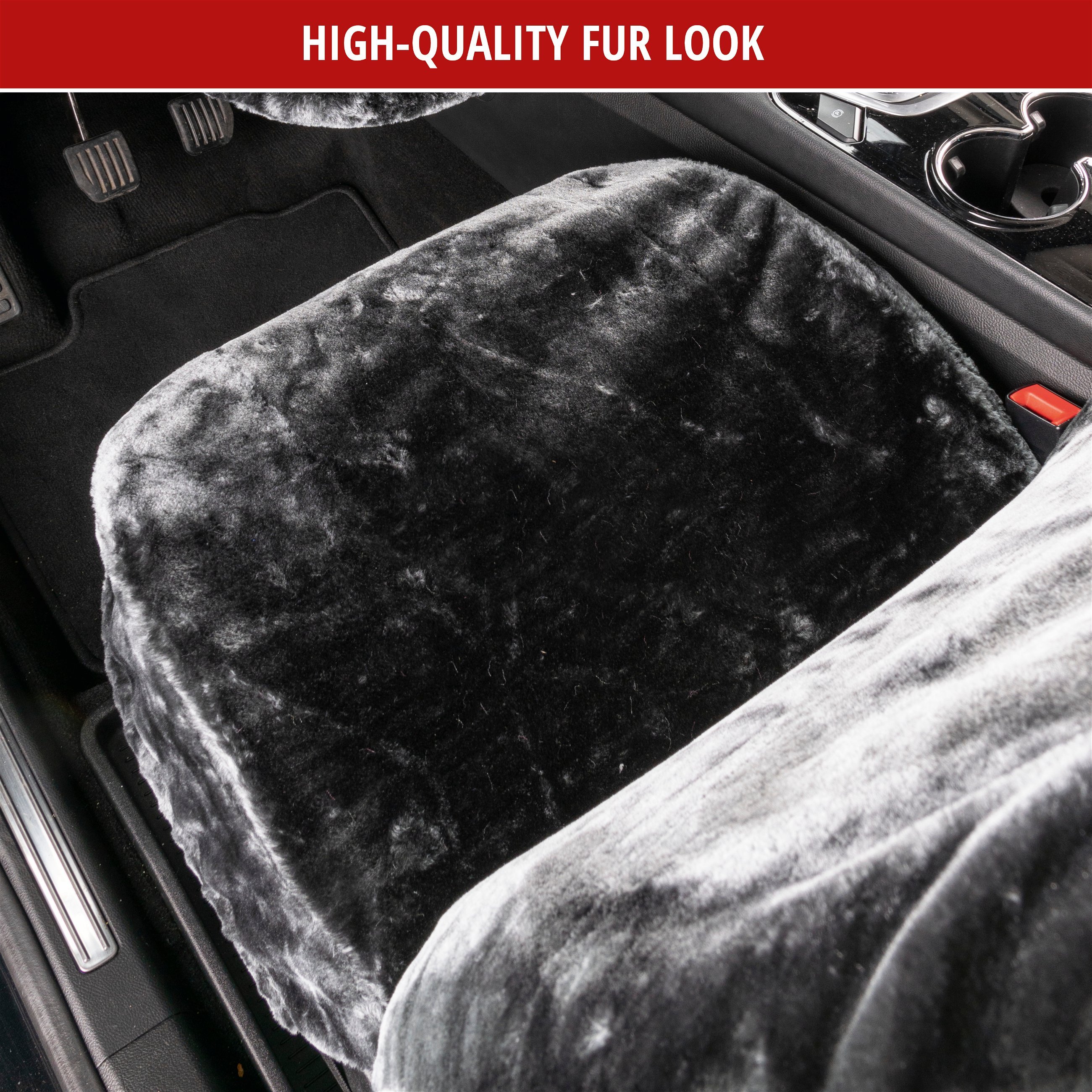 Car seat cover Teddy faux fur vegan anthracite