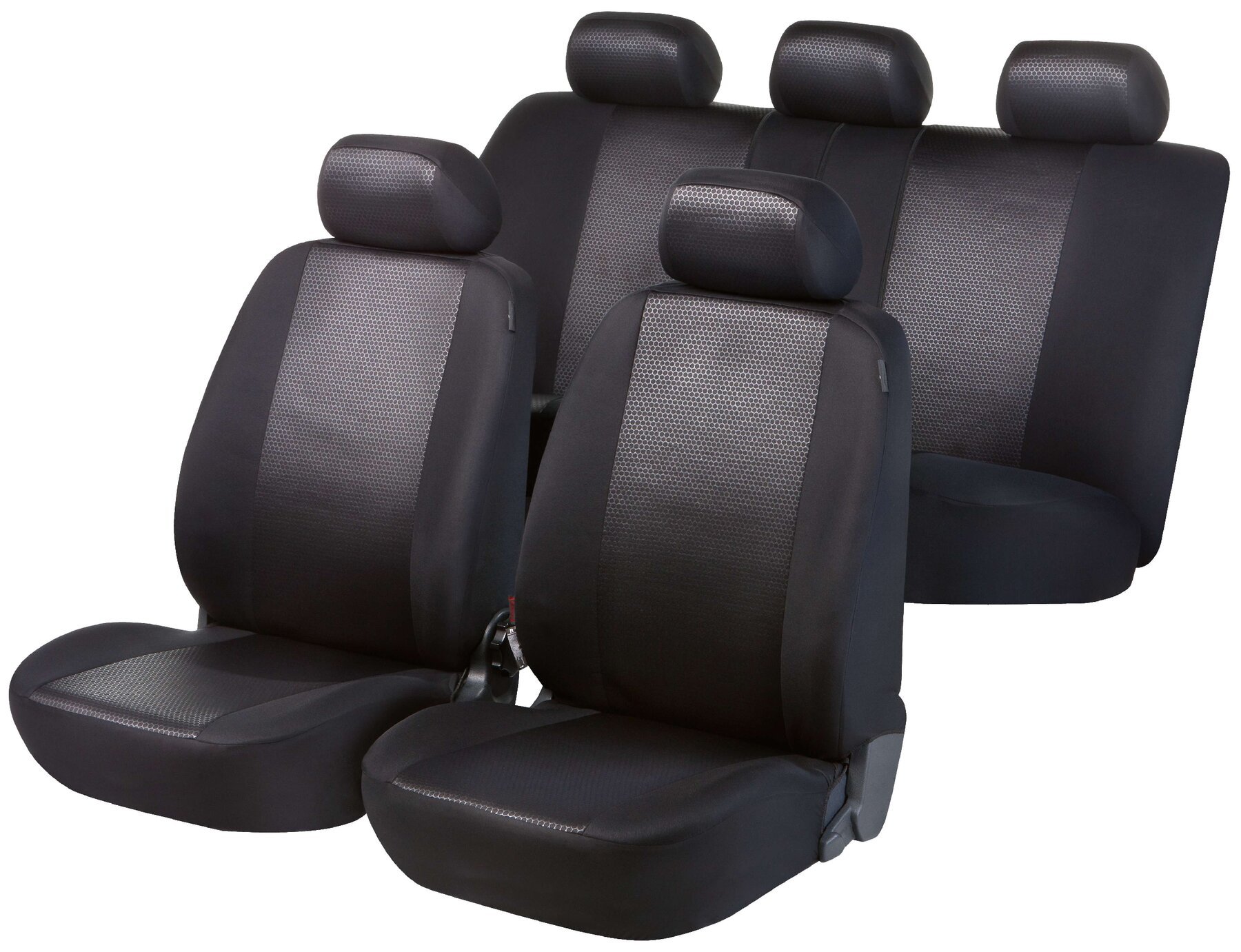 Autositzbezug Shiny schwarz komplett Set für Vordersitze und Rückbank