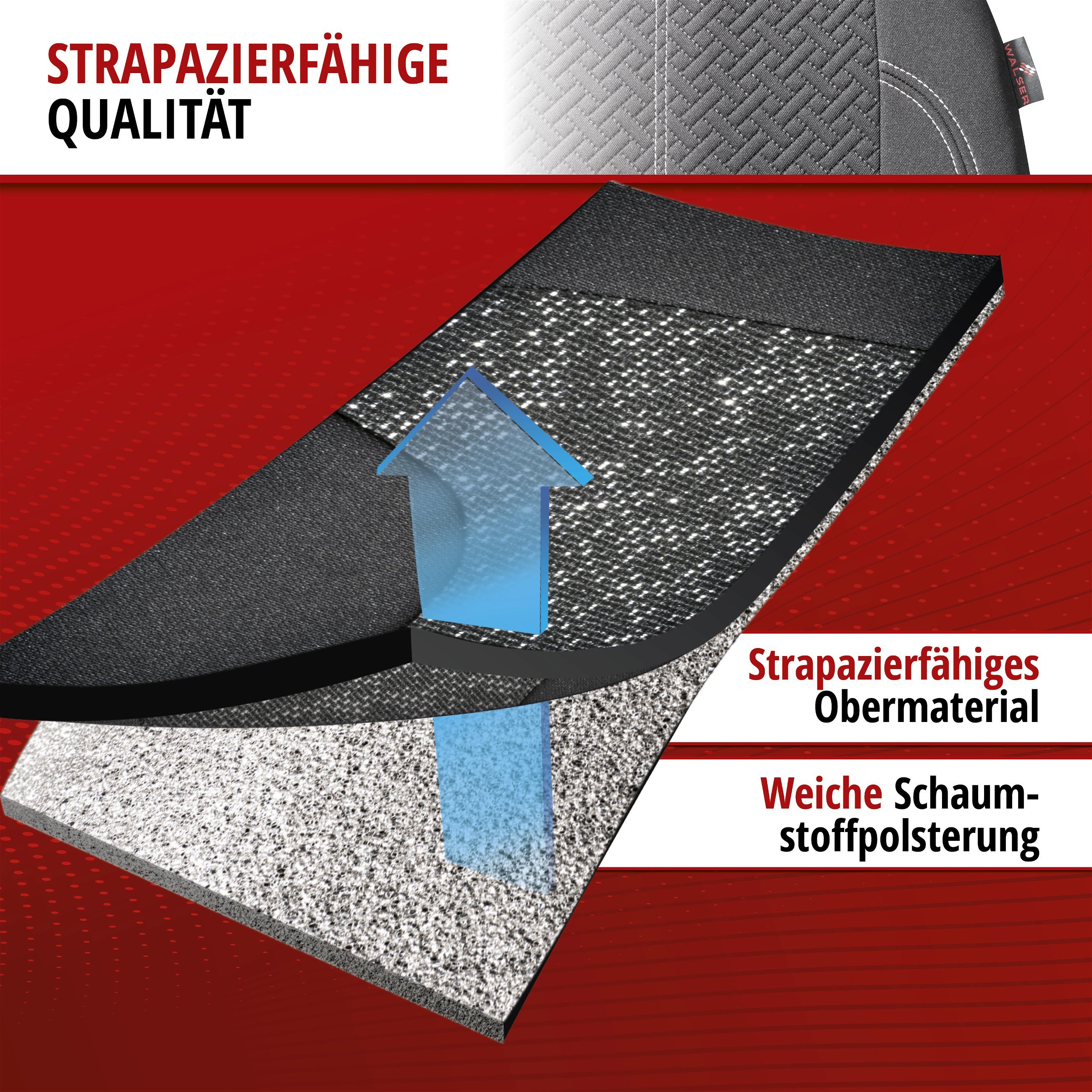 Autositzbezug ZIPP-IT Corso, PKW-Schonbezüge für 2 Vordersitze mit Reißverschluss-System schwarz/silber