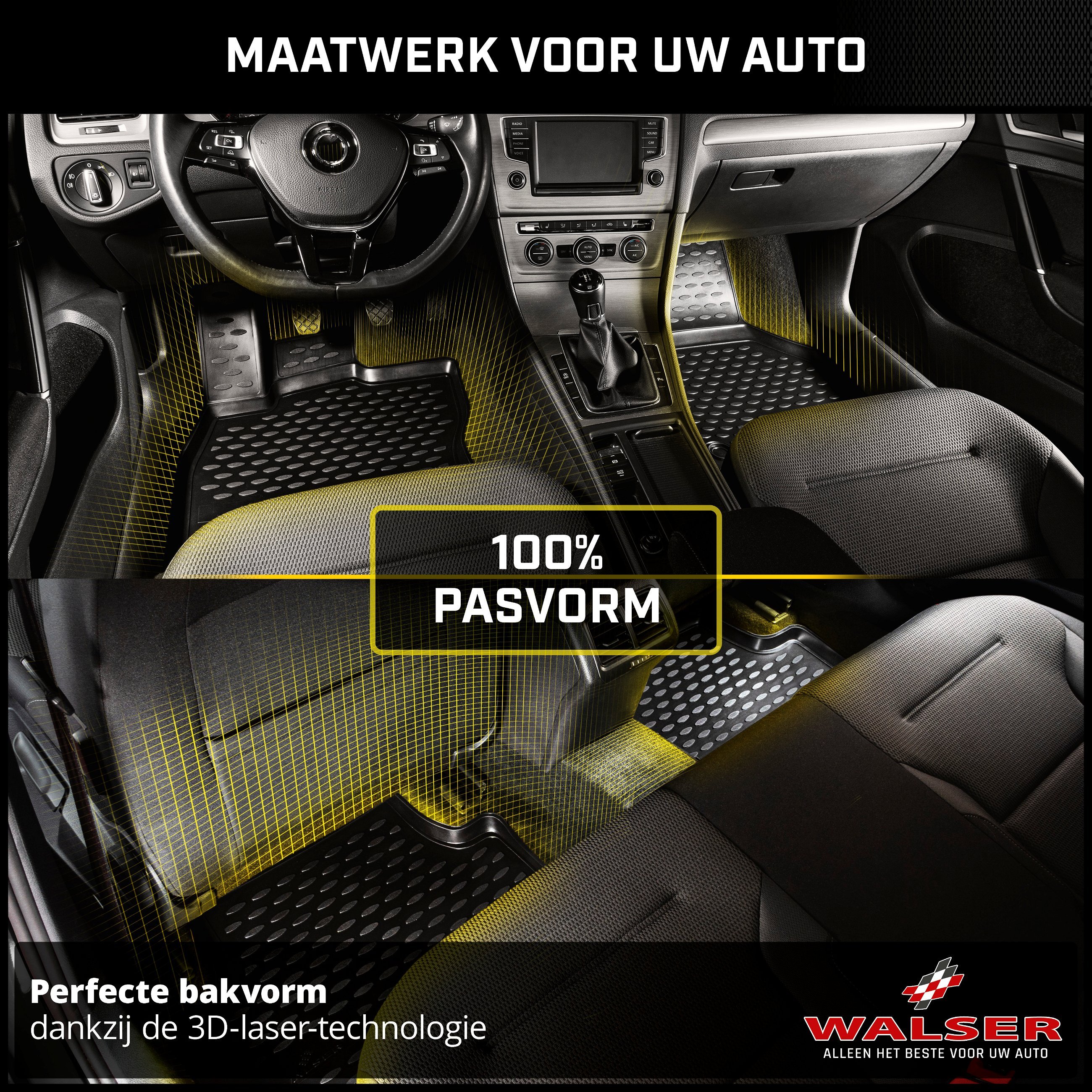 Rubber vloermatten compatibel met Audi A4 08/2007 - 12/2015, A4 Avant 11/2007 - 09/2016, A4 Allroad 04/2009 - 05/2016, auto vloermatten rubber