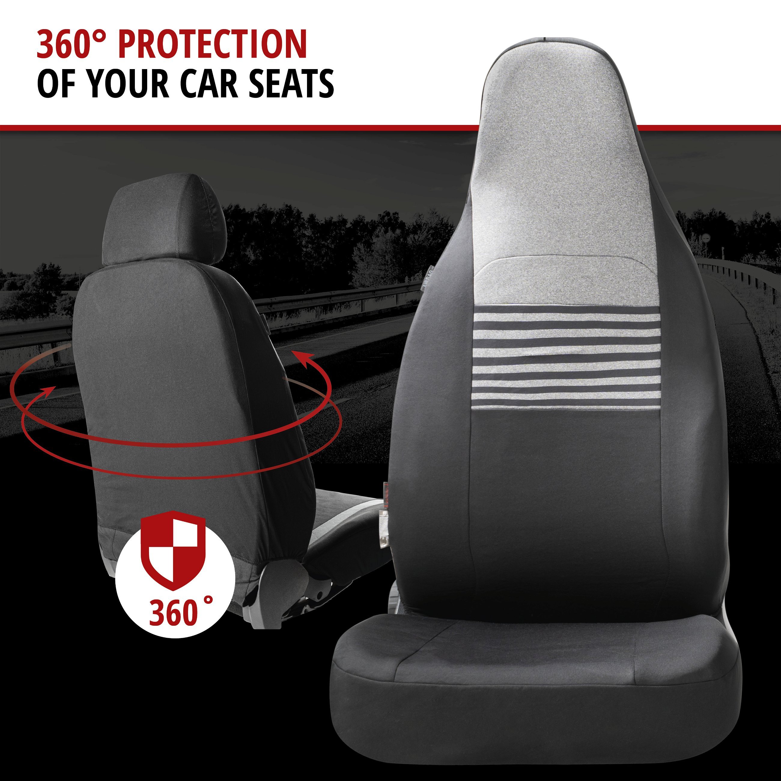 ZIPP IT Premium Car seat covers Gordon for two front seats with zip-system black/grey