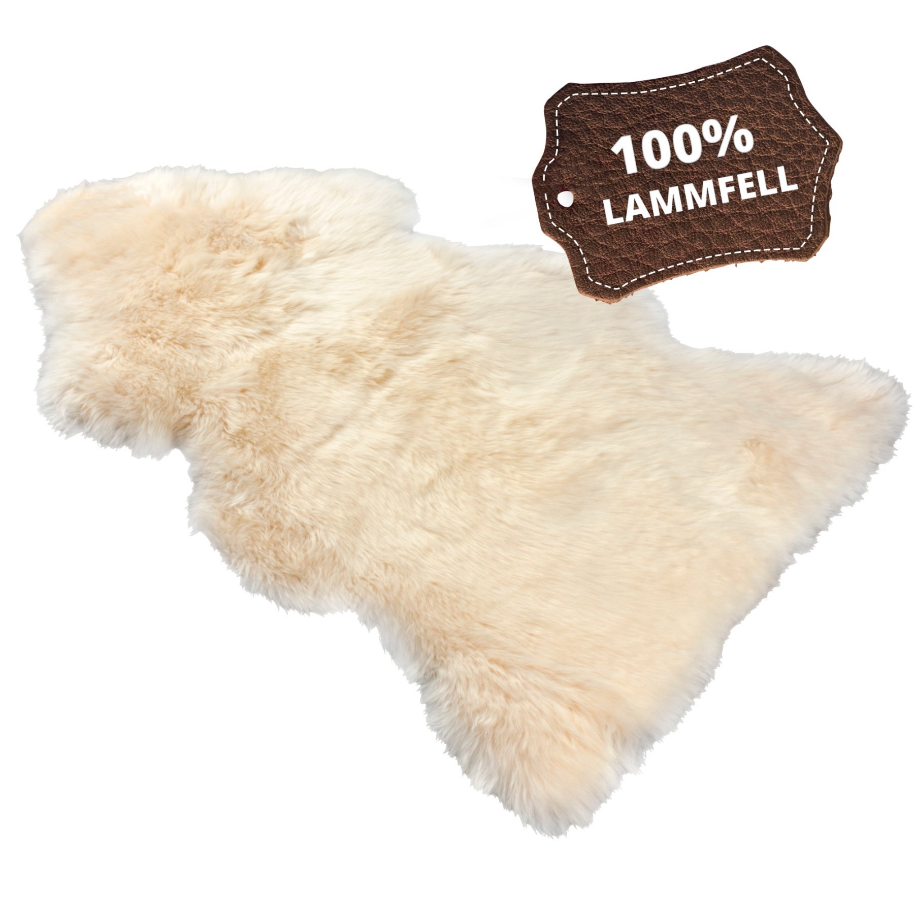Lammfell Teppich Beal beige 100-105cm aus 100% natürlichem Lammfell, Wollhöhe 50mm, ideal im Wohn- & Schlafzimmer
