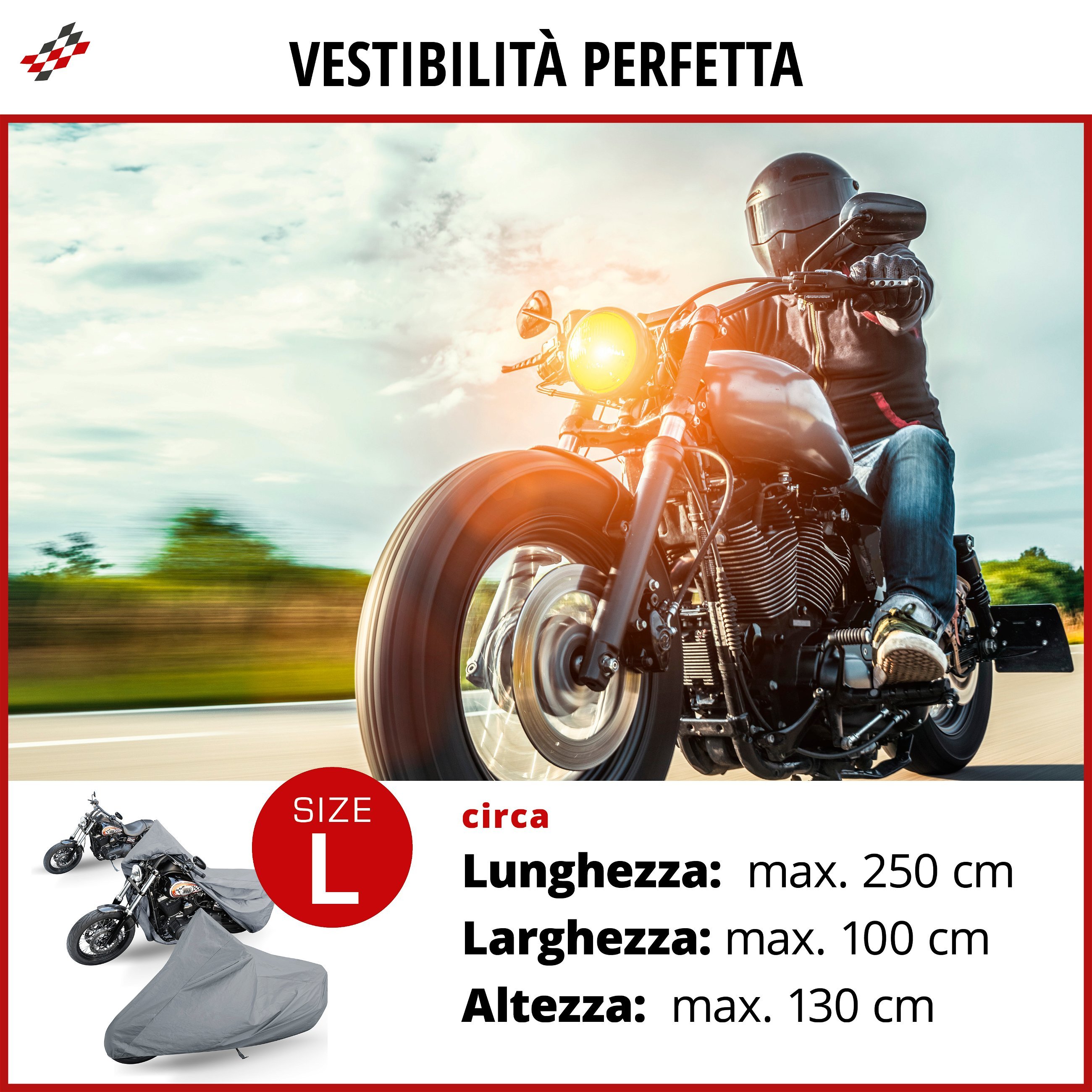 Garage per motociclette Dimensioni Chopper L PVC - 250 x 100 x 130 cm nero
