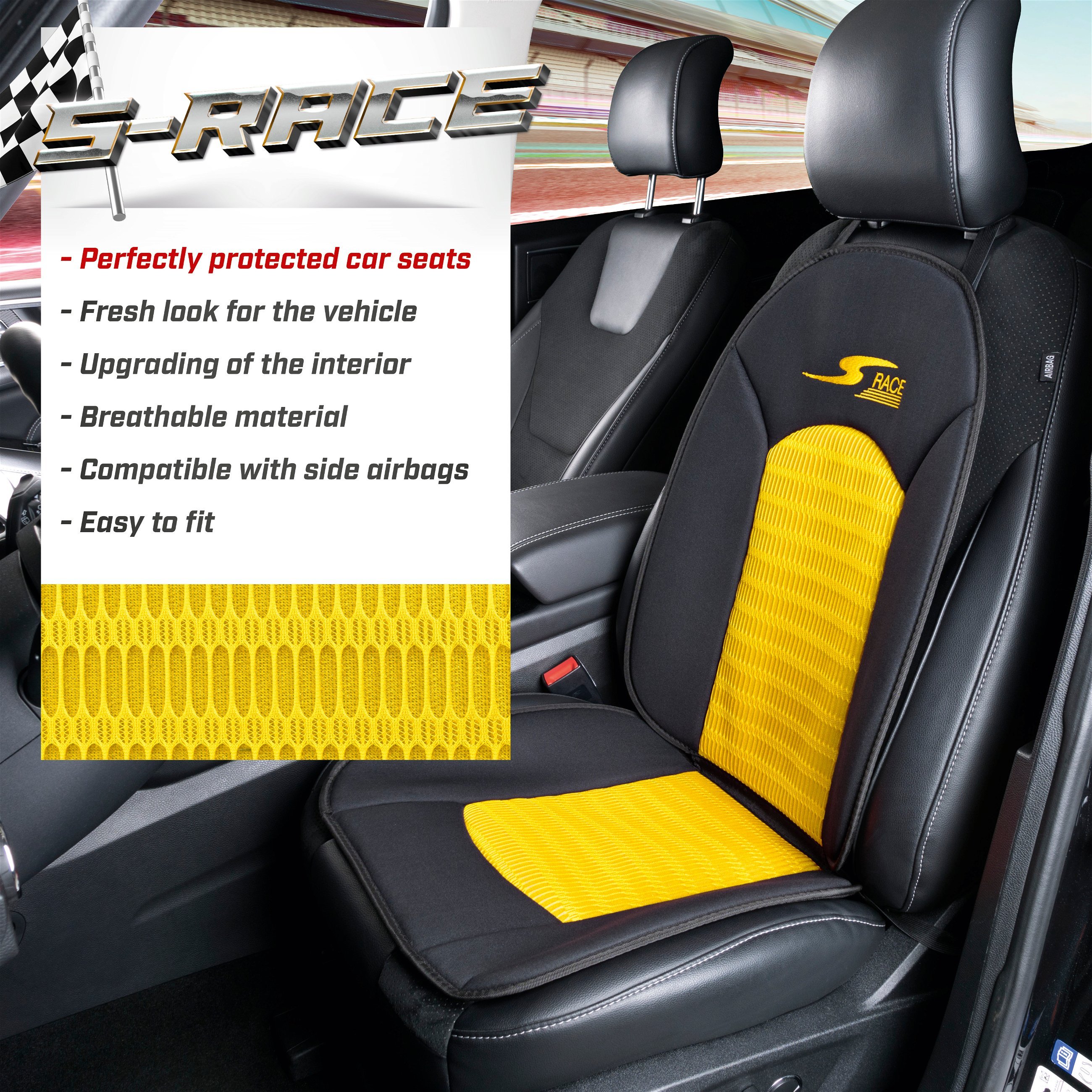 Car Seat cover S-Race yellow