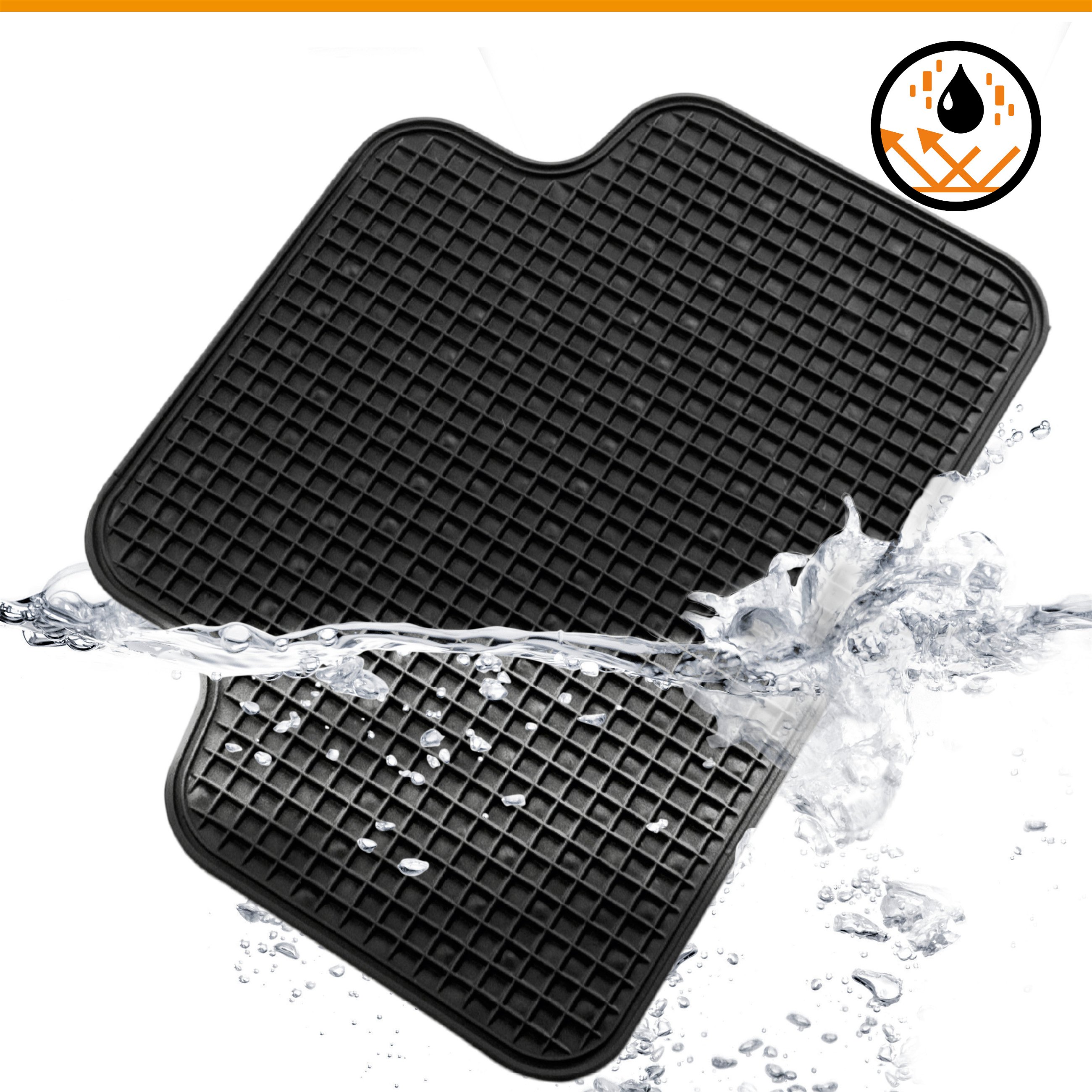 Universele Auto Rubber Matten Set EVO, antislip matten 4-delig, op maat gesneden vloermatten voor auto's zwart 28038