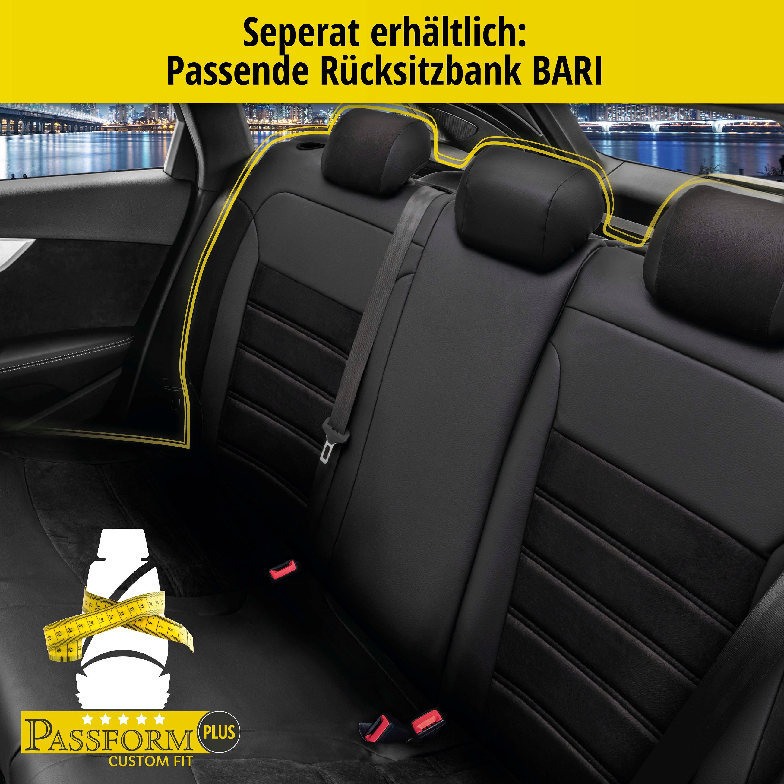 Passform Sitzbezug Bari für Ford Focus II Turnier 07/2004-09/2012, 2 Einzelsitzbezüge für Normalsitze