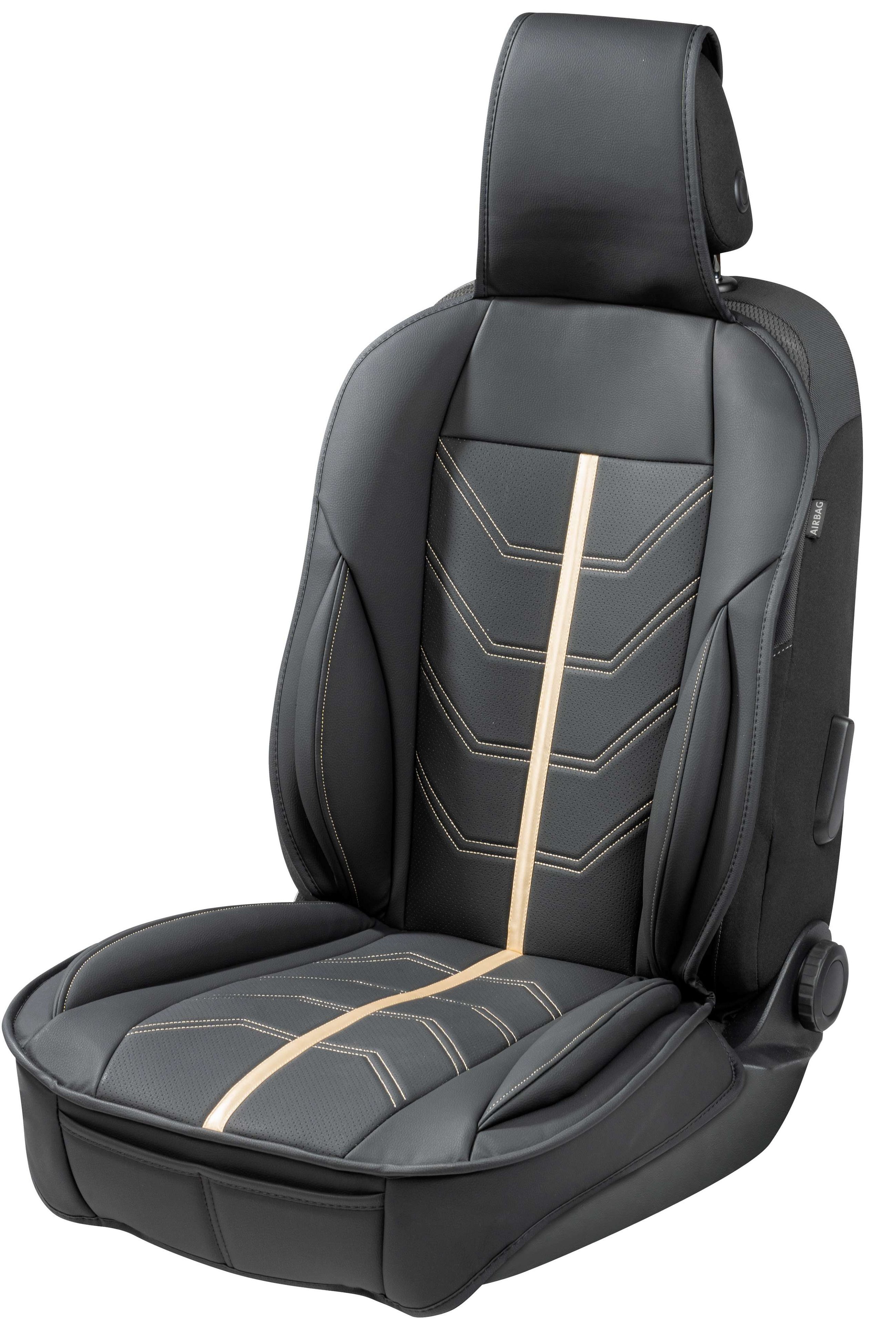 PKW Sitzauflage Kimi, Auto-Sitzaufleger im Rennsportdesign schwarz/gold