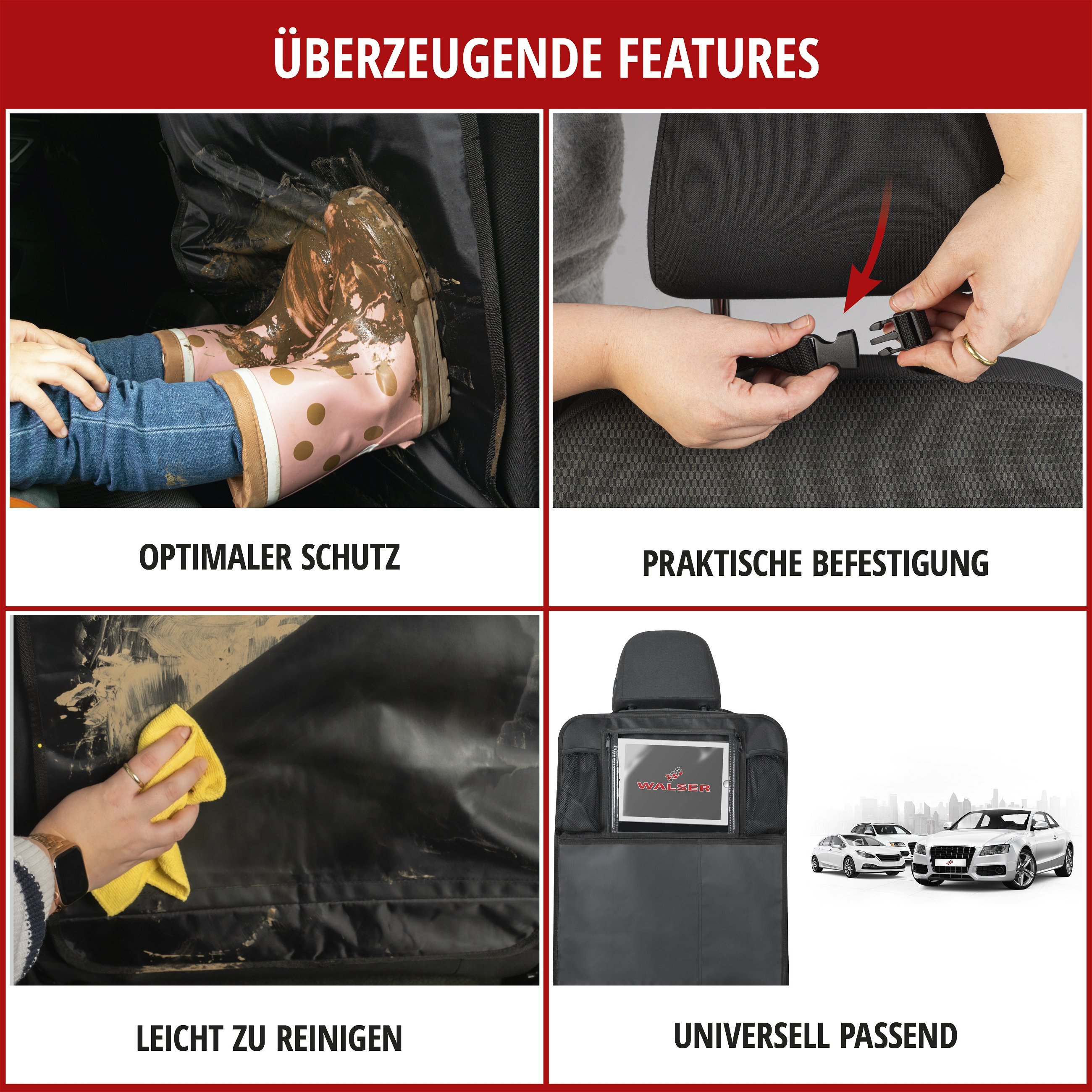 Auto-Organizer Kenny, Rückenlehnenschutz mit Tablet-Halterung 70x46 cm schwarz