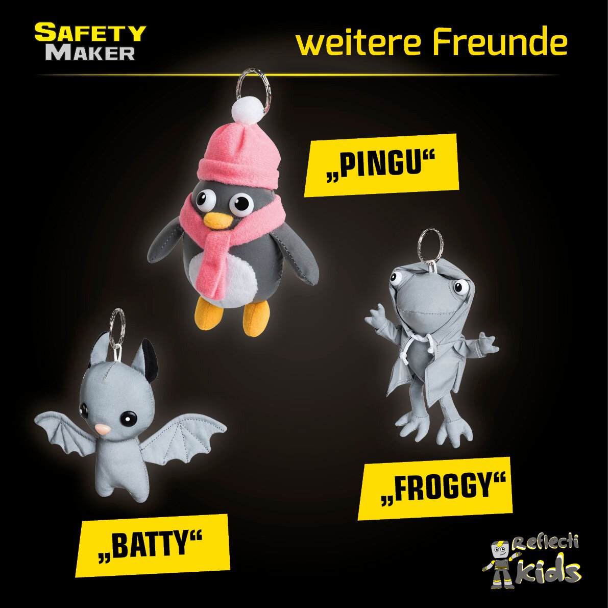 Soft Anhänger Pingu aus reflektierendem Material silber