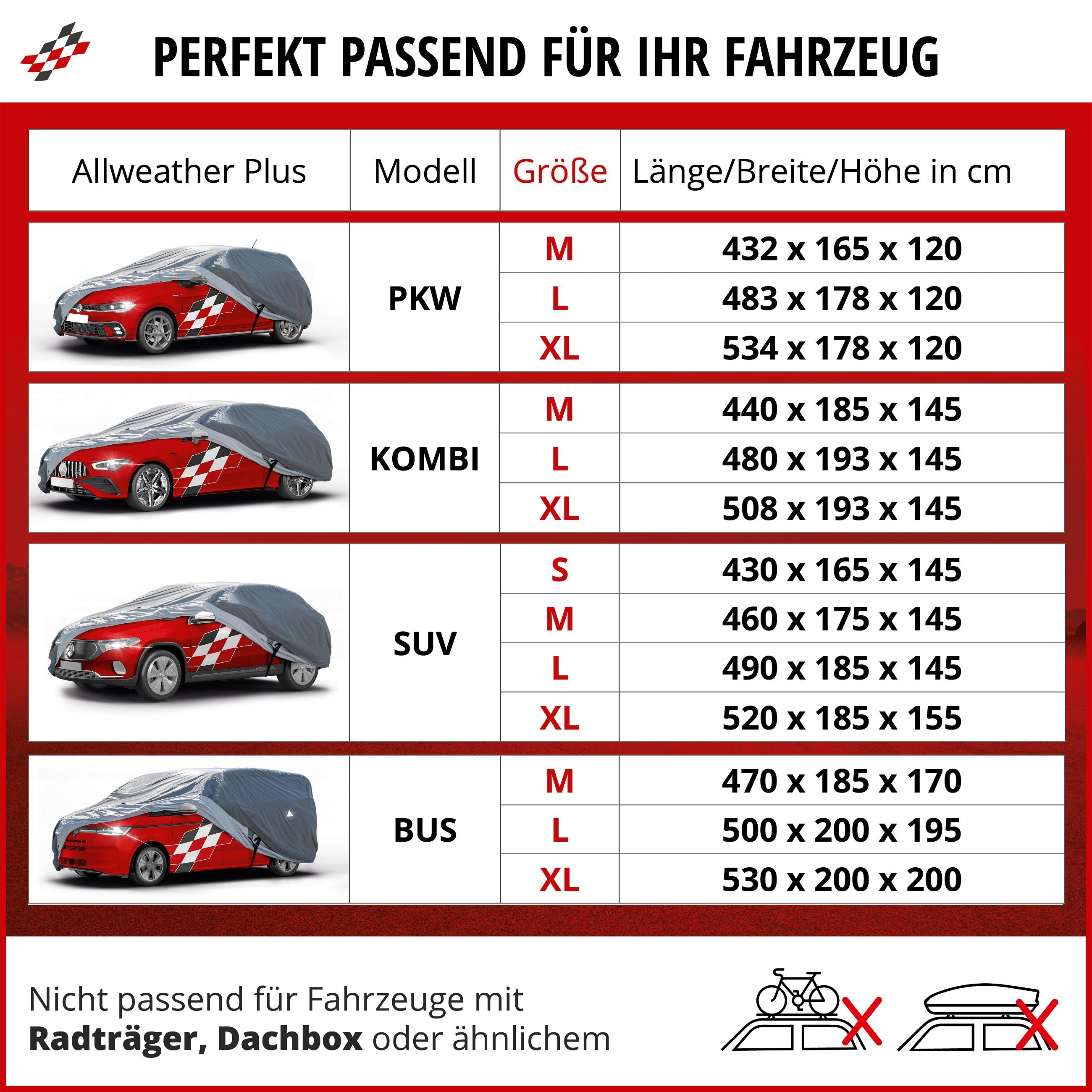 Autoplane All Weather Plus, PKW-Abdeckplane Kombi Größe L grau