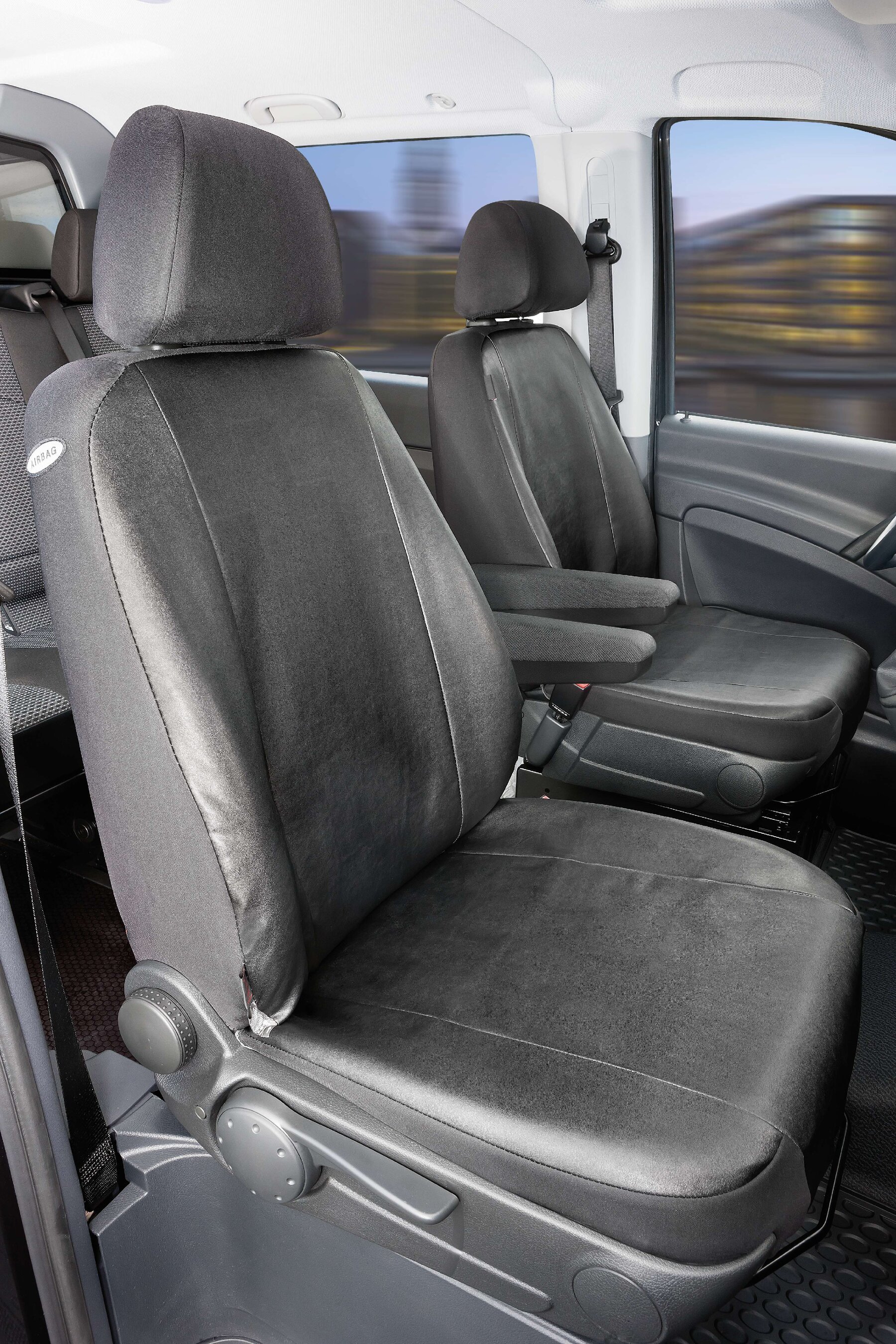 Passform Sitzbezug aus Kunstleder kompatibel mit Mercedes-Benz Viano/Vito, 2 Einzelsitze Armlehne innen