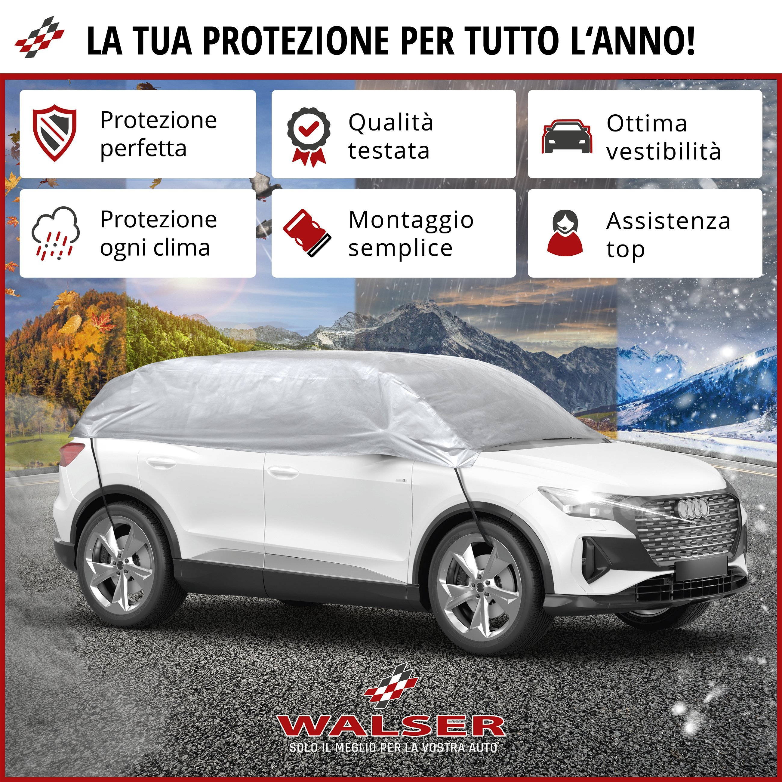 Telone per auto All Weather Basic, telone auto mezzo garage misura M argento