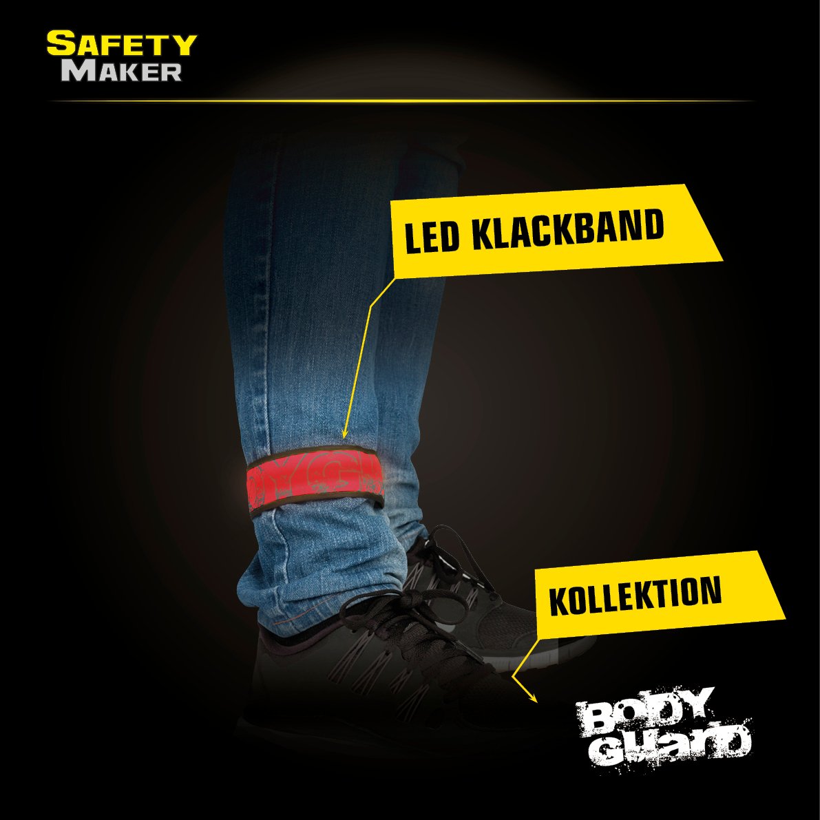 LED Klackband, leuchtendes Slap Wrap rot