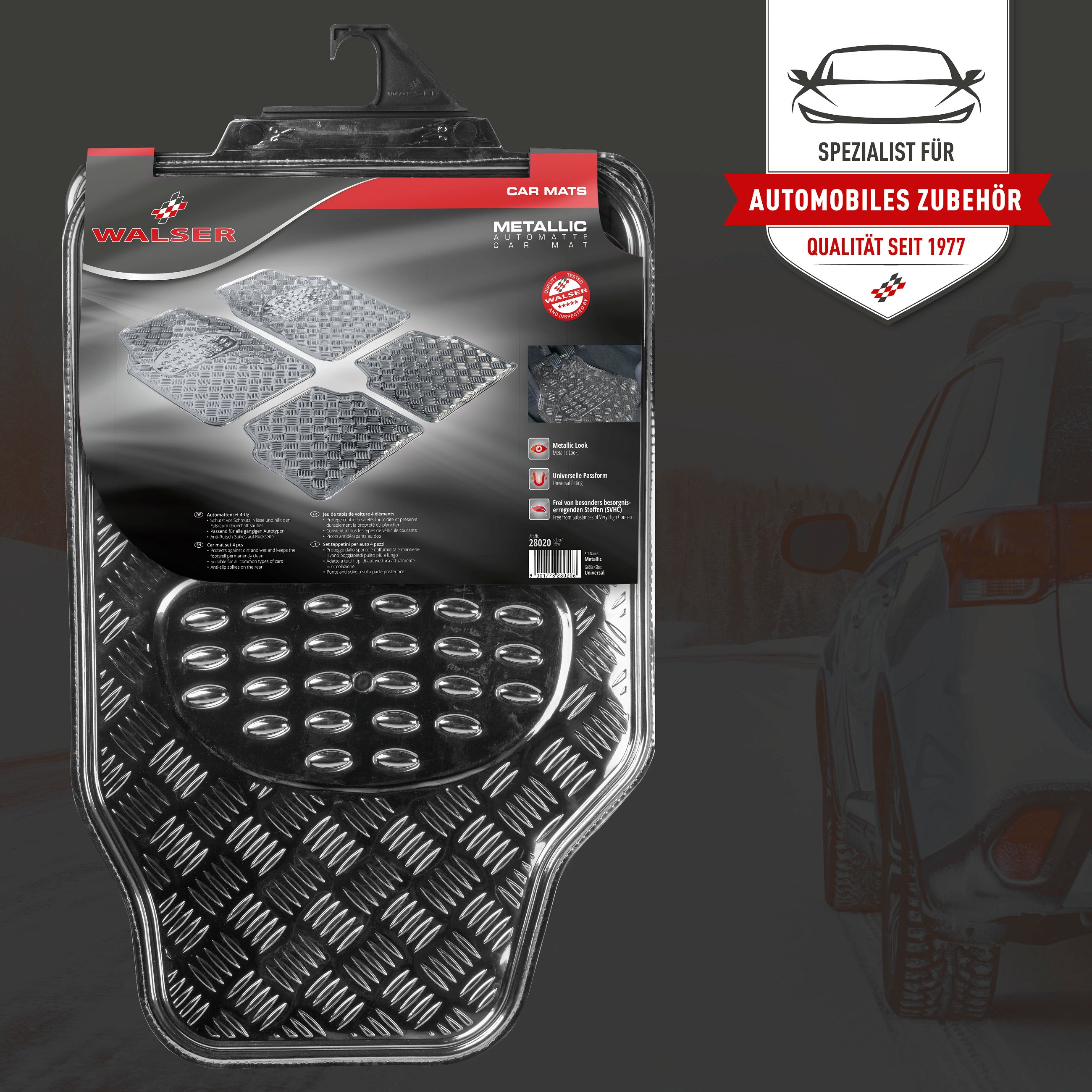 Rubbermatten, universele auto mat metallic beschermmat zilver, op maat gesneden vuilvangmat