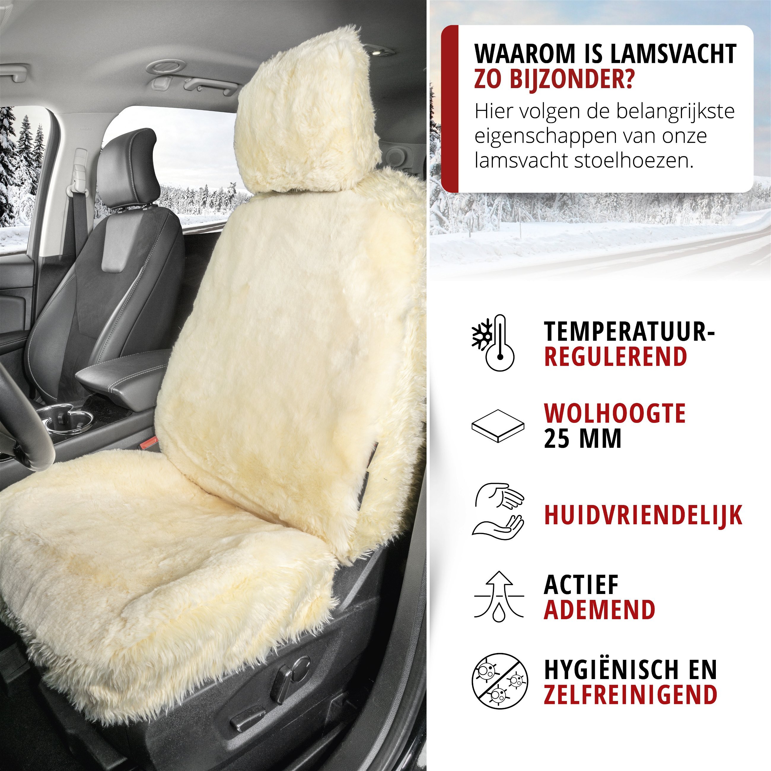 Autostoelhoes Lamsvel Maya beige