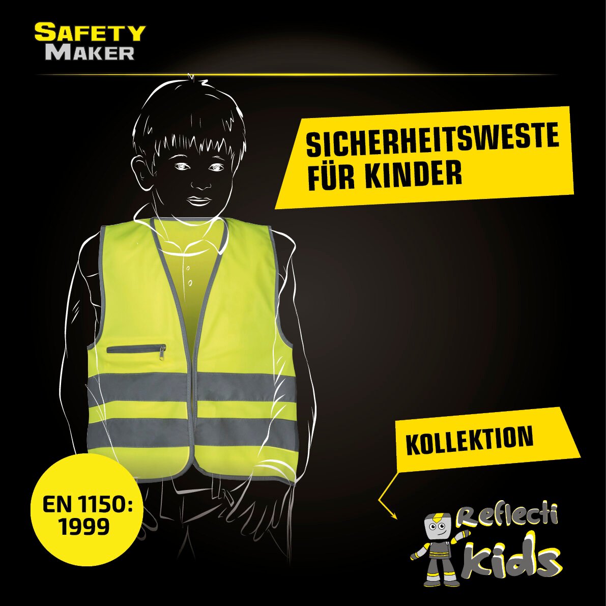 Sicherheitsweste 7-14 Jahre gelb