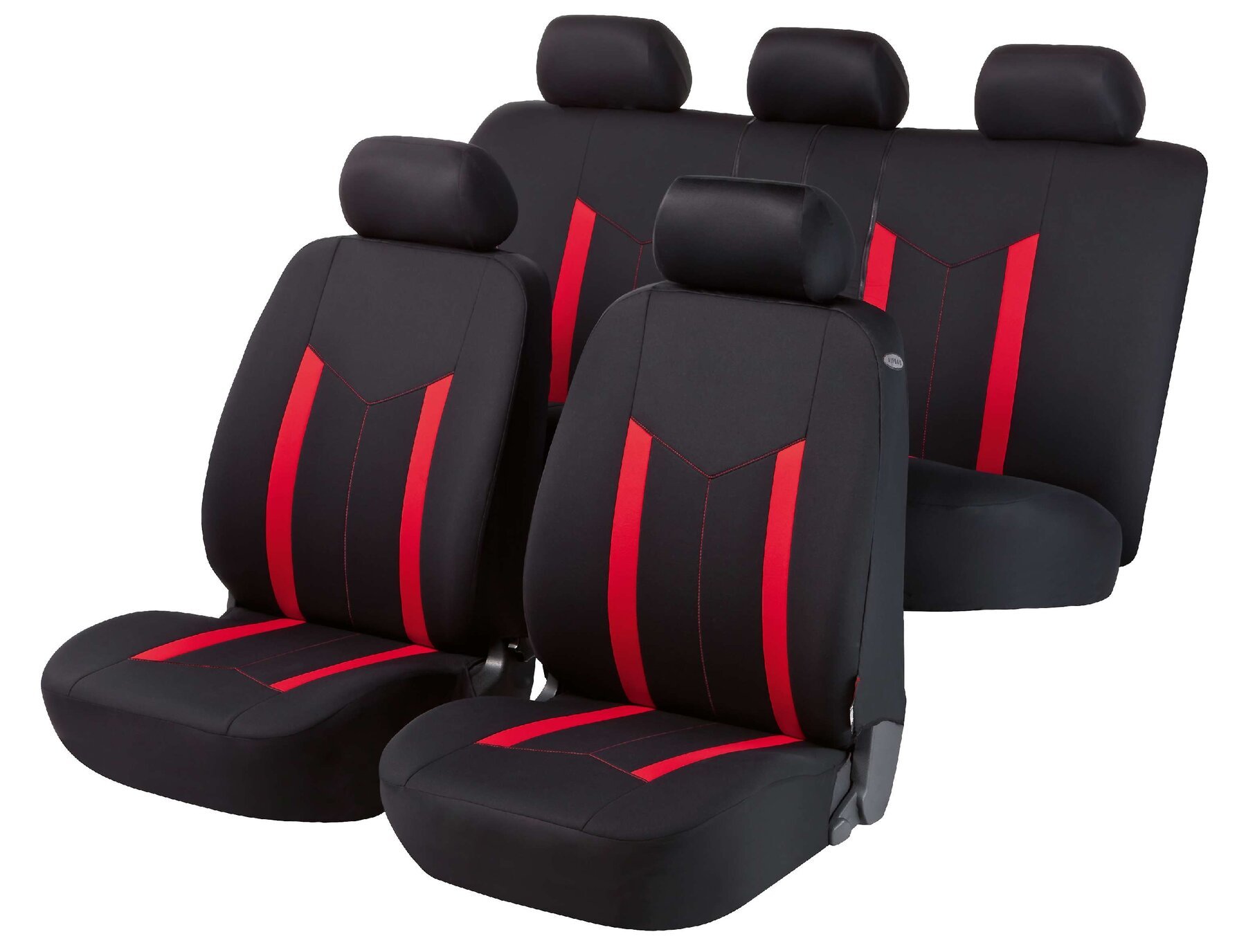 Auto stoelbeschermer Hastings, Autostoelhoes, set, 2 stoelbeschermer voor voorstoel, 1 stoelbeschermer voor achterbank zwart/rood
