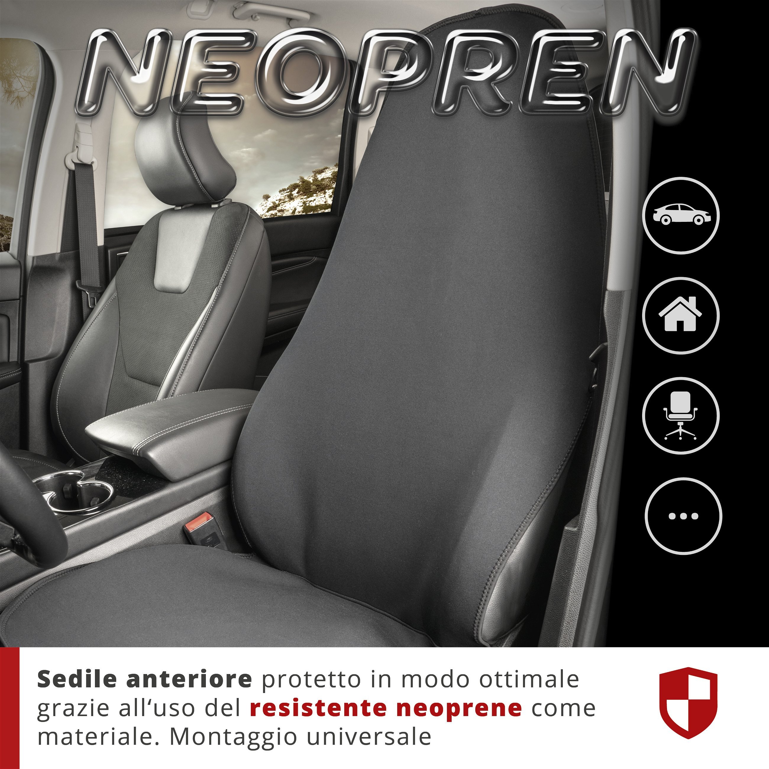 Coprisedile auto in neoprene, protezione sedile anteriore impermeabile, robusta copertura protettiva universale e cuscinetto protettivo auto/autocarro