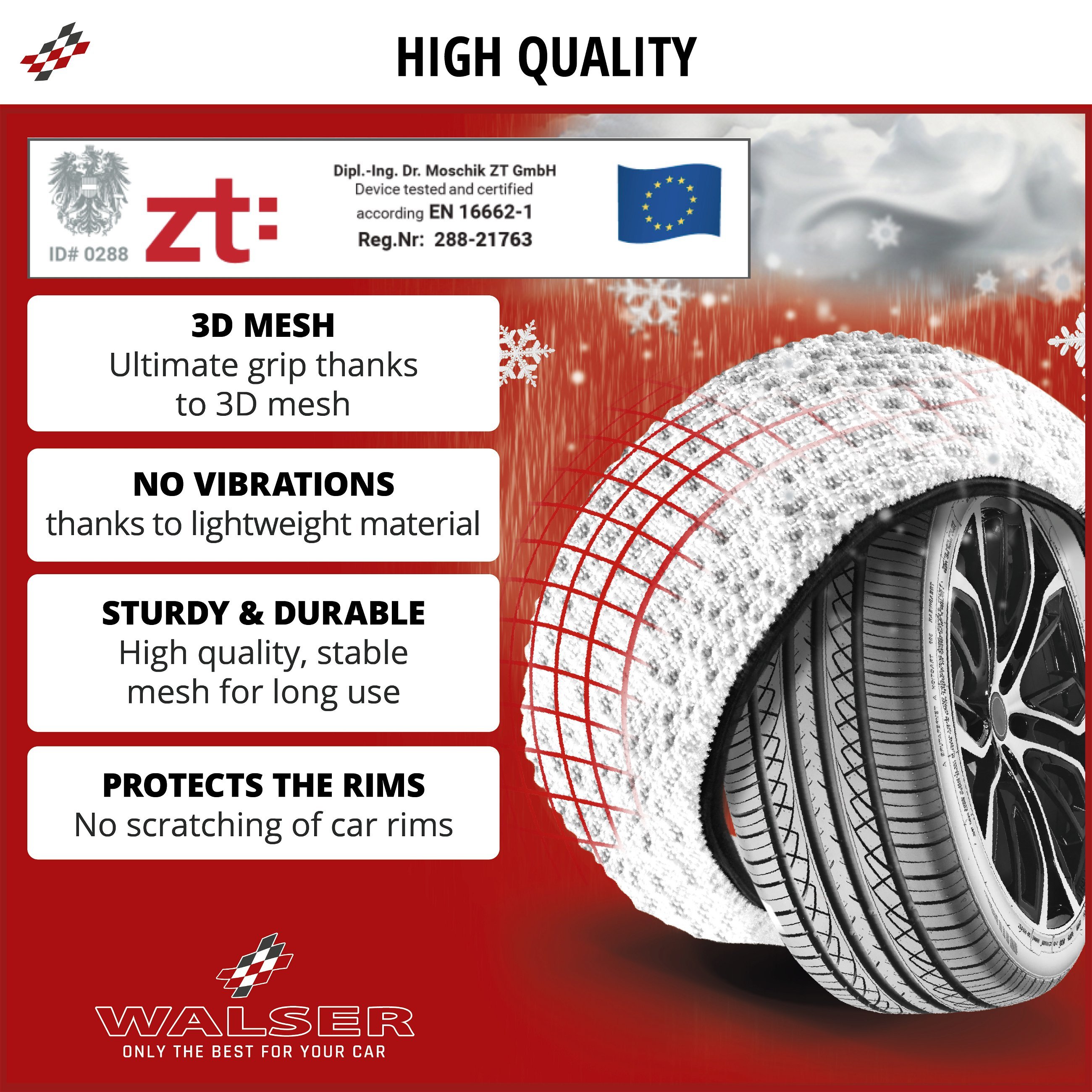Premium Snow Chains Alternative Ultra Grip L, Textile Snow Chains, Snow Socks Set of 2 white