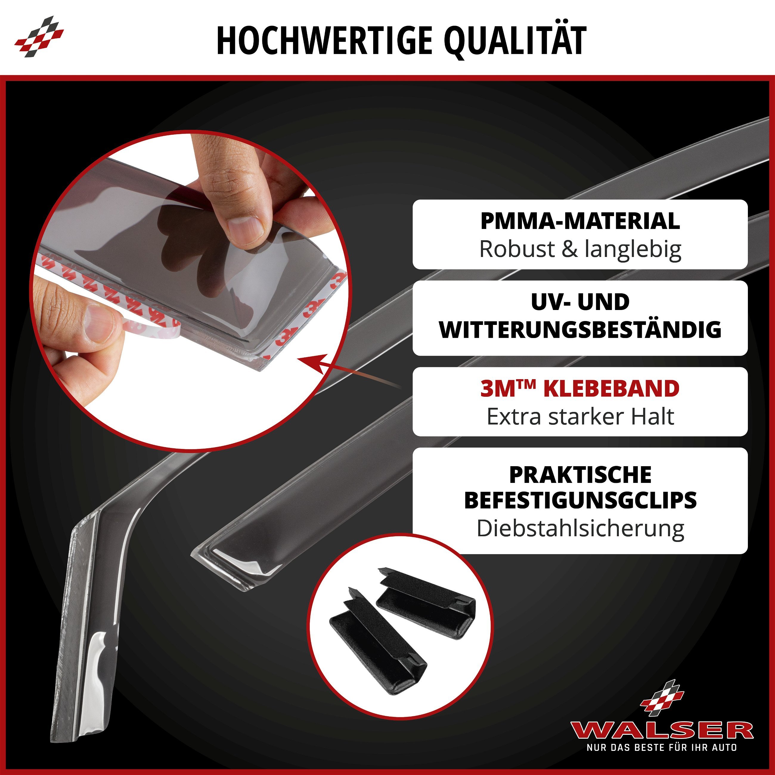 Windabweiser für Renault Kangoo/Grand Kangoo II 02/2008-Heute, Mercedes-Benz Citan/Citan Mixto/Citan Tourer (W415) 11/2012-08/2021, Passform Windabweiser Set für Fahrer- und Beifahrerseite, 2 Stück