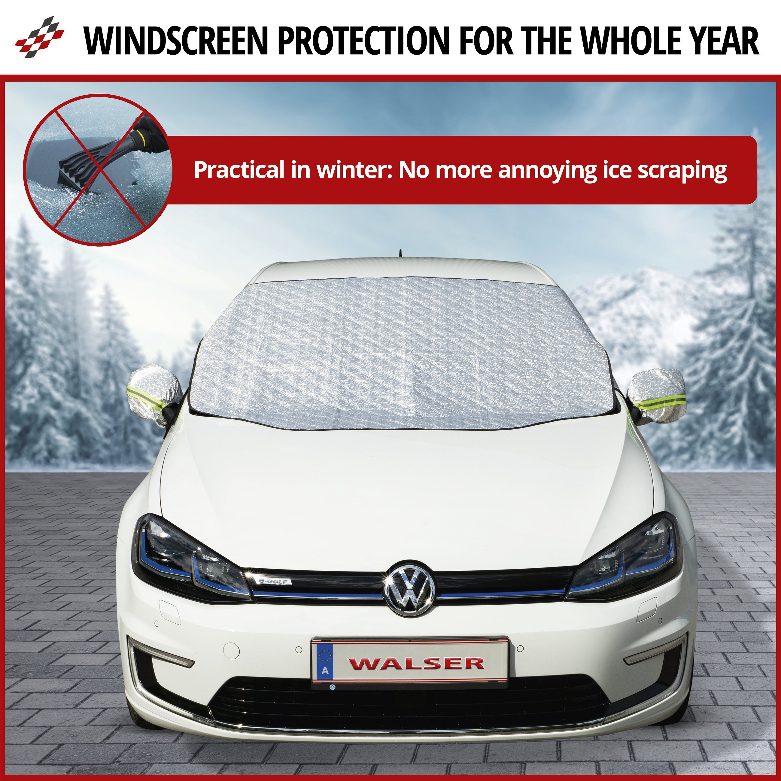 WALSER Premium Thermal Windscreen Protection L, Windscreen Cover Car  Winter, Windscreen Cover Winter, Frost Protection Car Windscreen Cover, Car  Winter, Car Cover Winter 157 x 126 cm : : Automotive