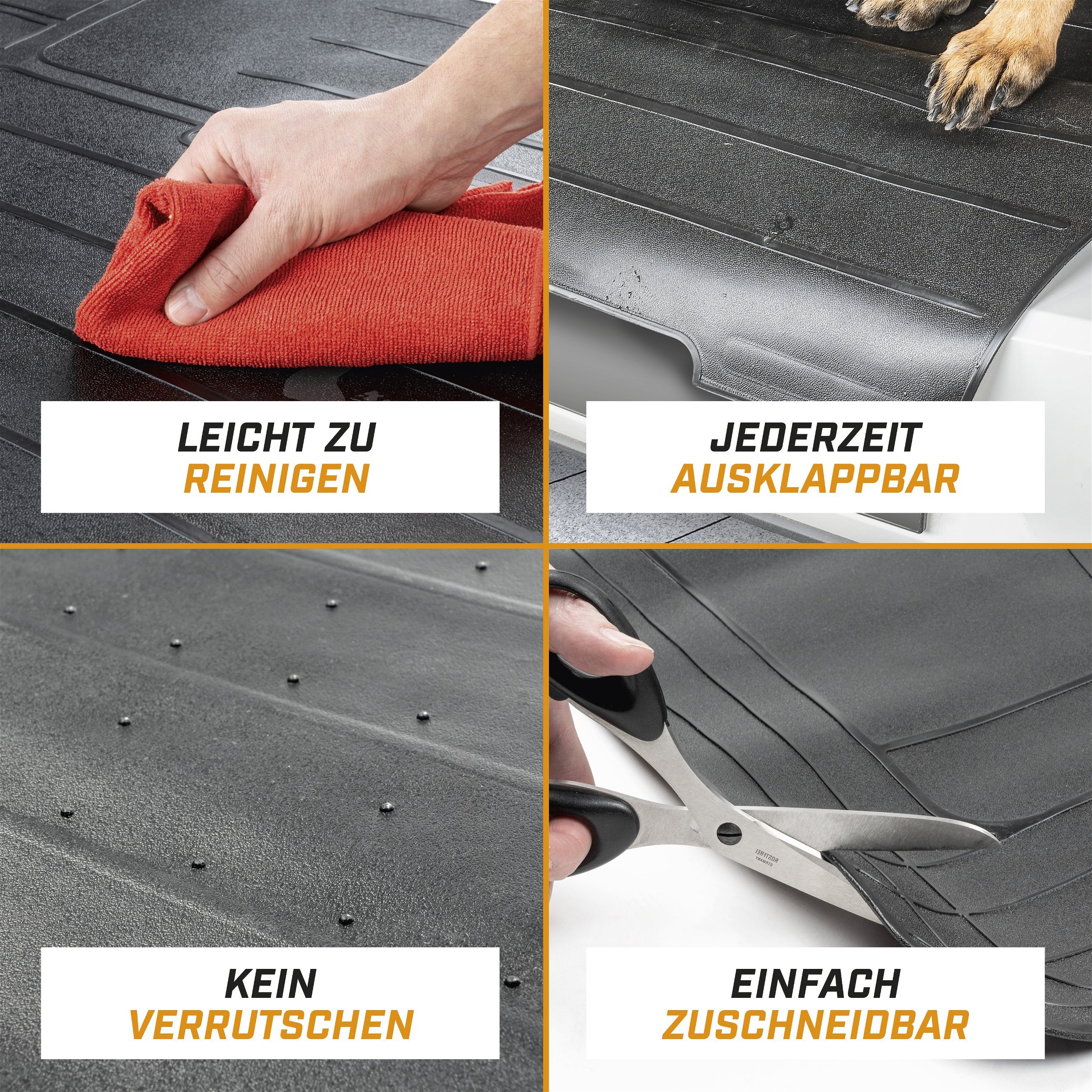 Kofferraummatte Bootguard mit Ladekantenschutz, Kofferraumwanne 120x76+39cm | Stoßstangenschutz mit mit Stoßstangenschutz Bootguard Ladekantenschutz, zuschneidbar 120x76+39cm Kofferraumwannen zuschneidbar Kofferraummatte Universal Kofferraumwanne mit 