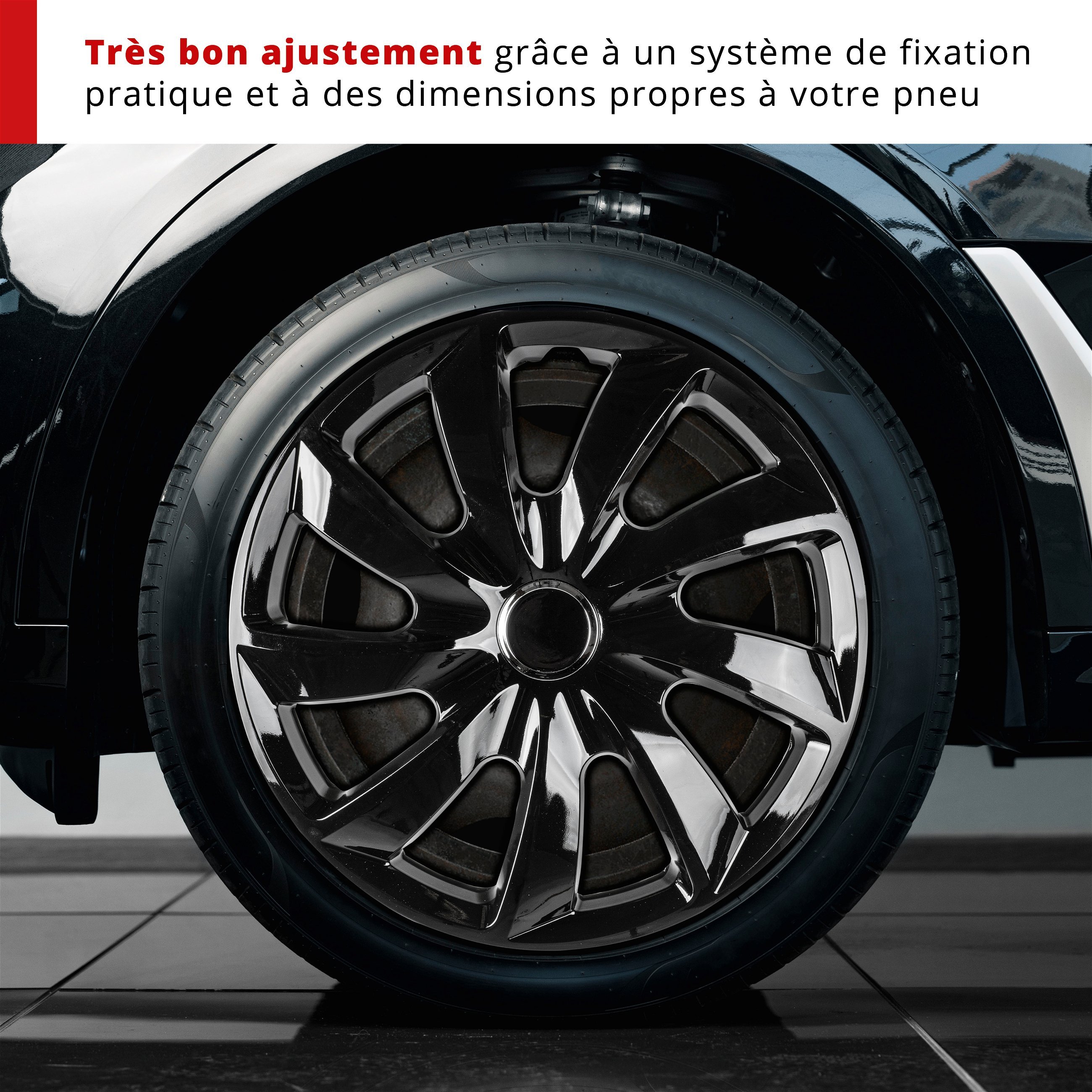 Enjoliveurs Turbine 16", 4 pièce noir
