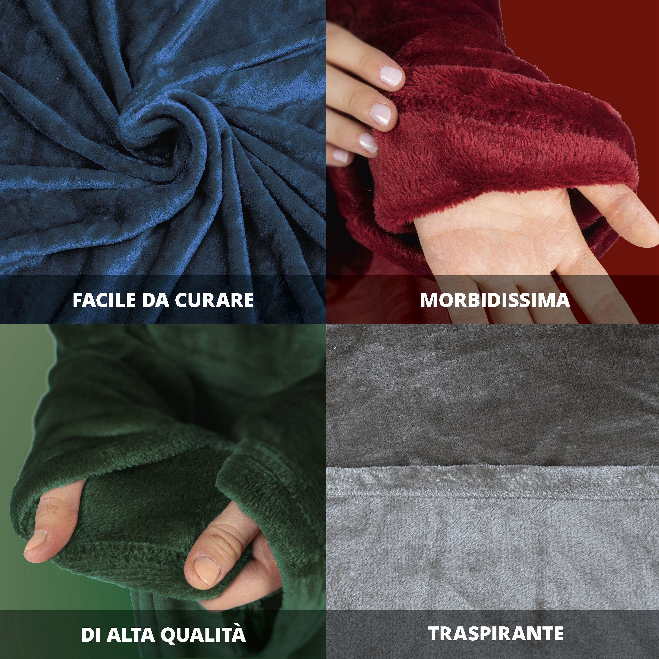 Coperta in pile con maniche XL grigie 170x200cm
