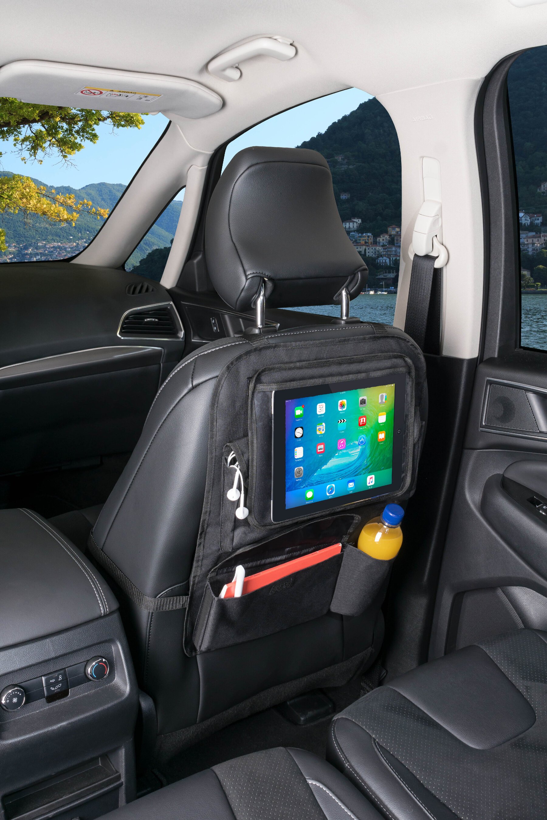 Rücksitztasche Maxi mit abnehmbarem Tablet-Halter schwarz