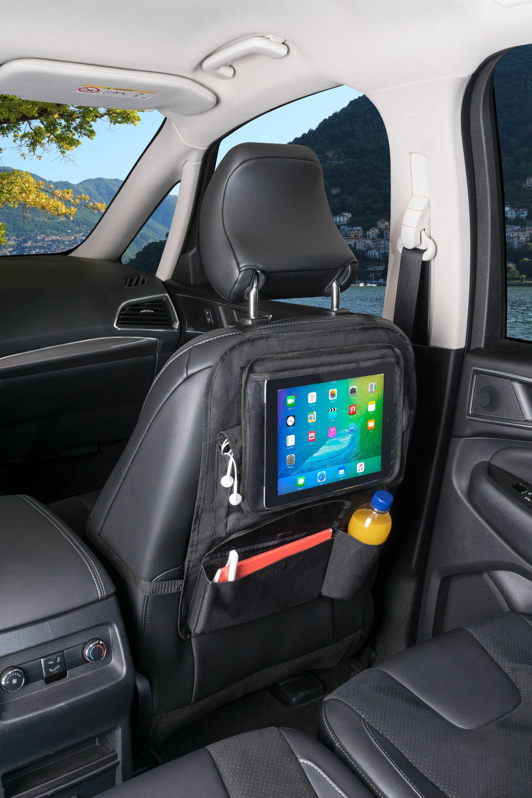 Back seat bag Maxi with removable tray holder black