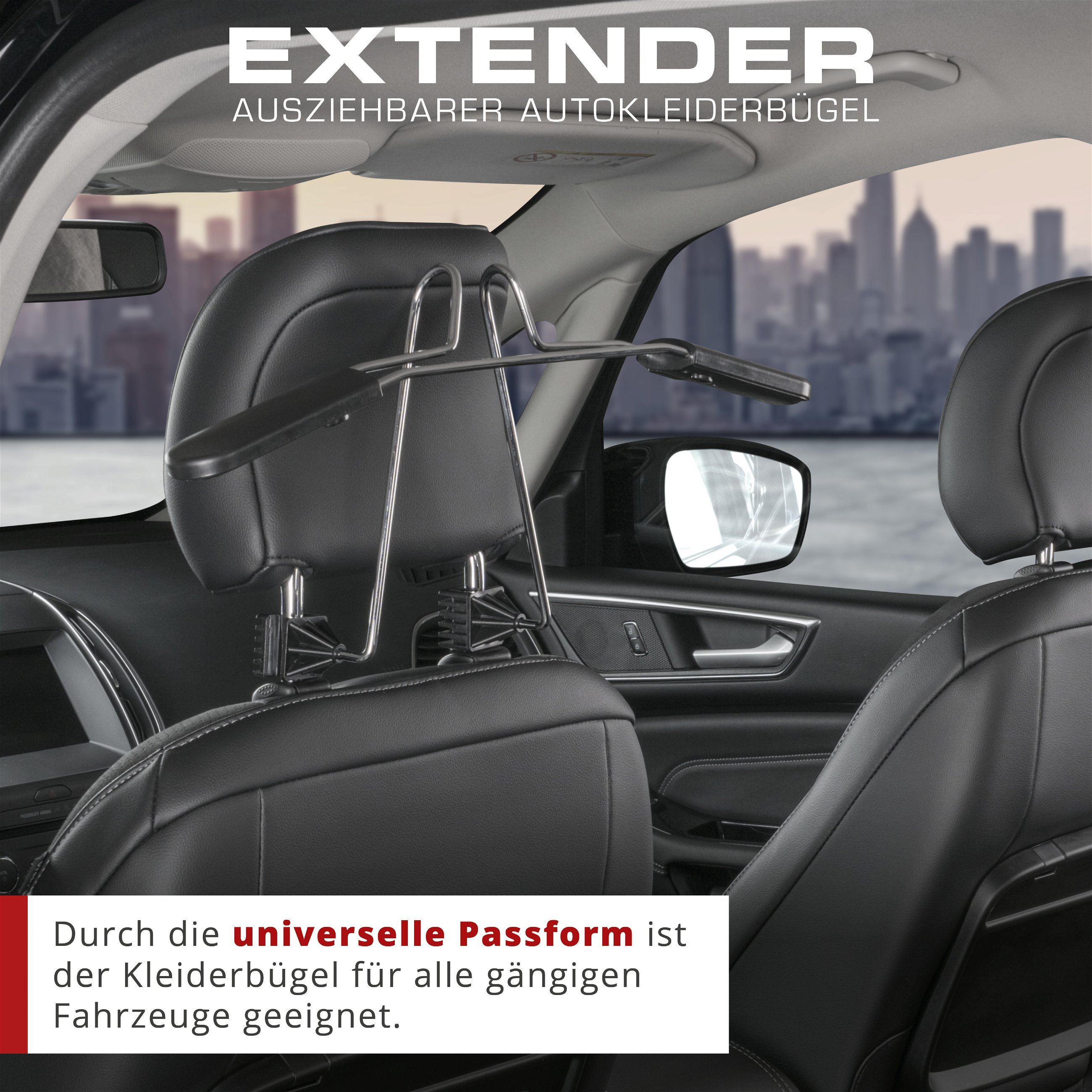 Auto-Kleiderbügel Extender, PKW-Kleiderbügel, Jackenhalter für Kopfstütze  ausziehbar 50-61x25 cm chrom | Auto-Kleiderbügel Extender,  PKW-Kleiderbügel, Jackenhalter für Kopfstütze ausziehbar 50-61x25 cm chrom  | Ablagen und Halterungen | Komfort im Auto