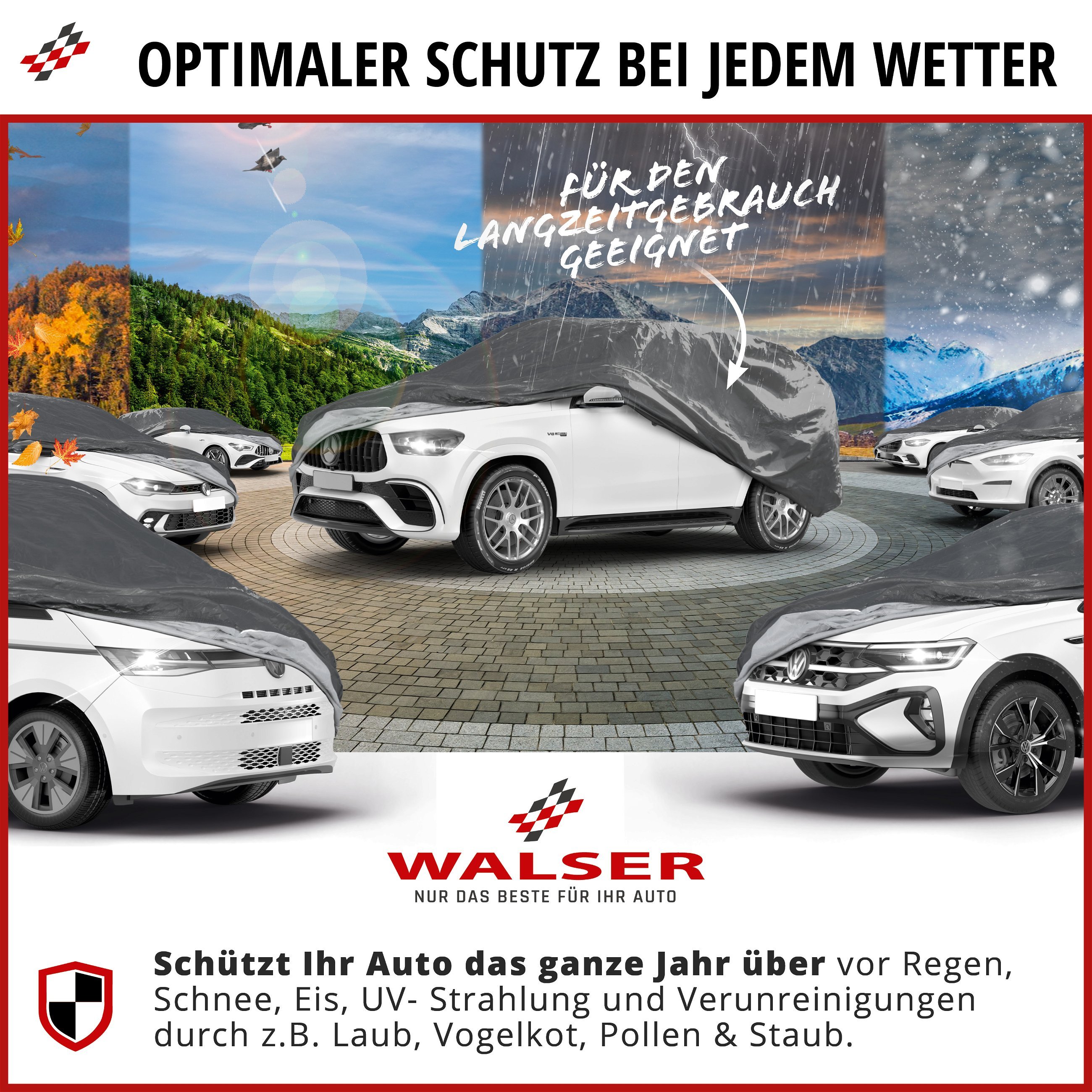 Abdeckplane Auto All Weather Basic, Autoplane Vollgarage SUV Größe M, Autoabdeckung grau