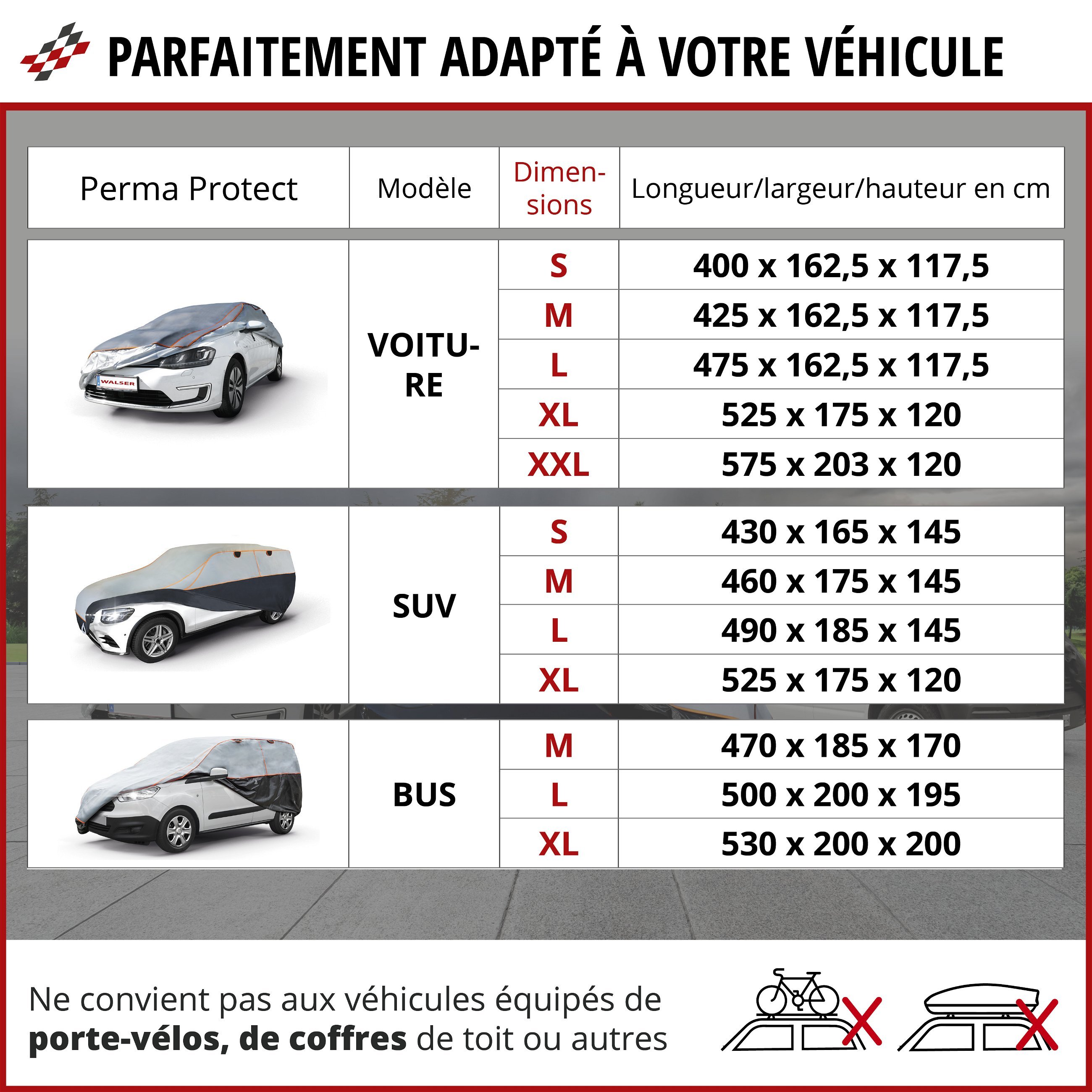Bâche de voiture antigrêle anti-grêle Perma Protect SUV taille L