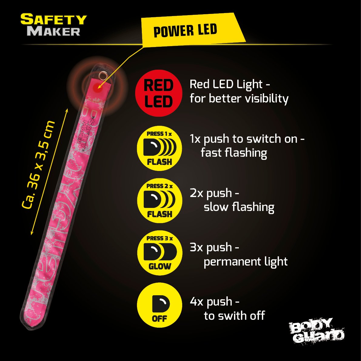 LED Clack Band, glowing Slap Wrap pink